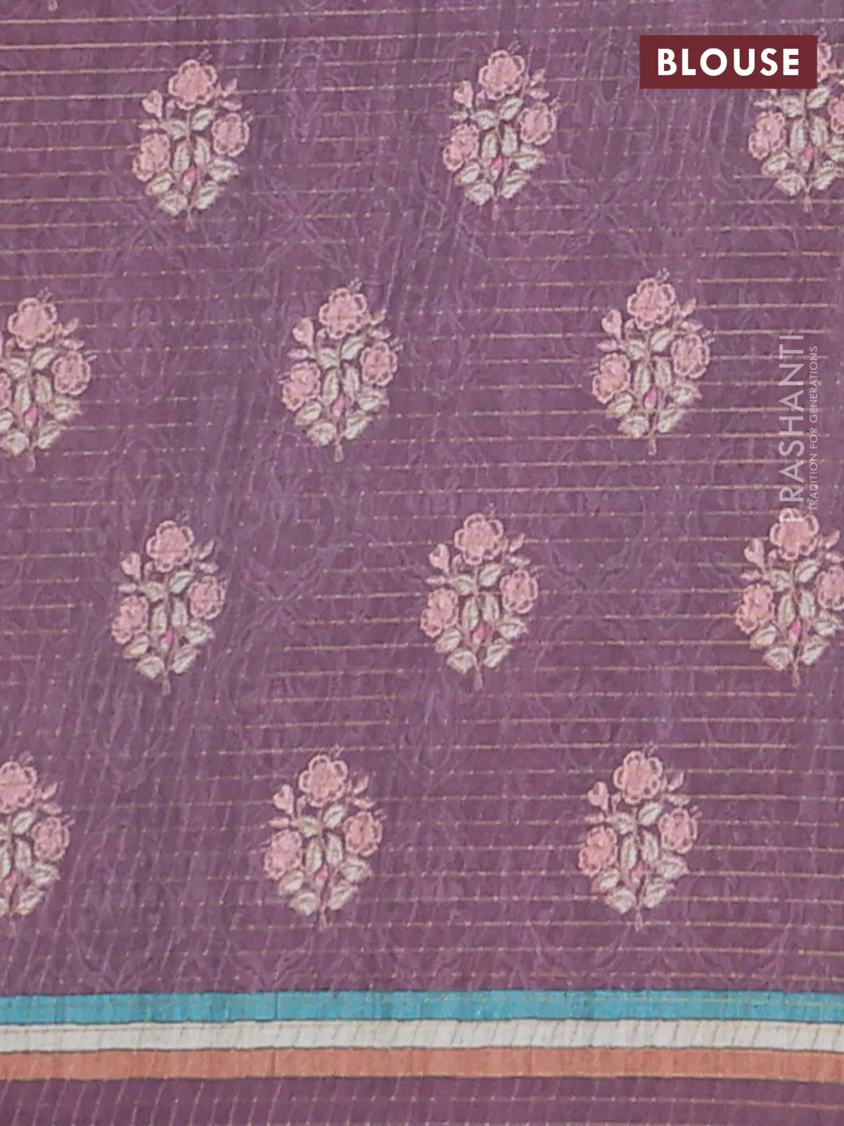 Chappa saree mauve pink with allover zari checked pattern and printed pallu - Image 4
