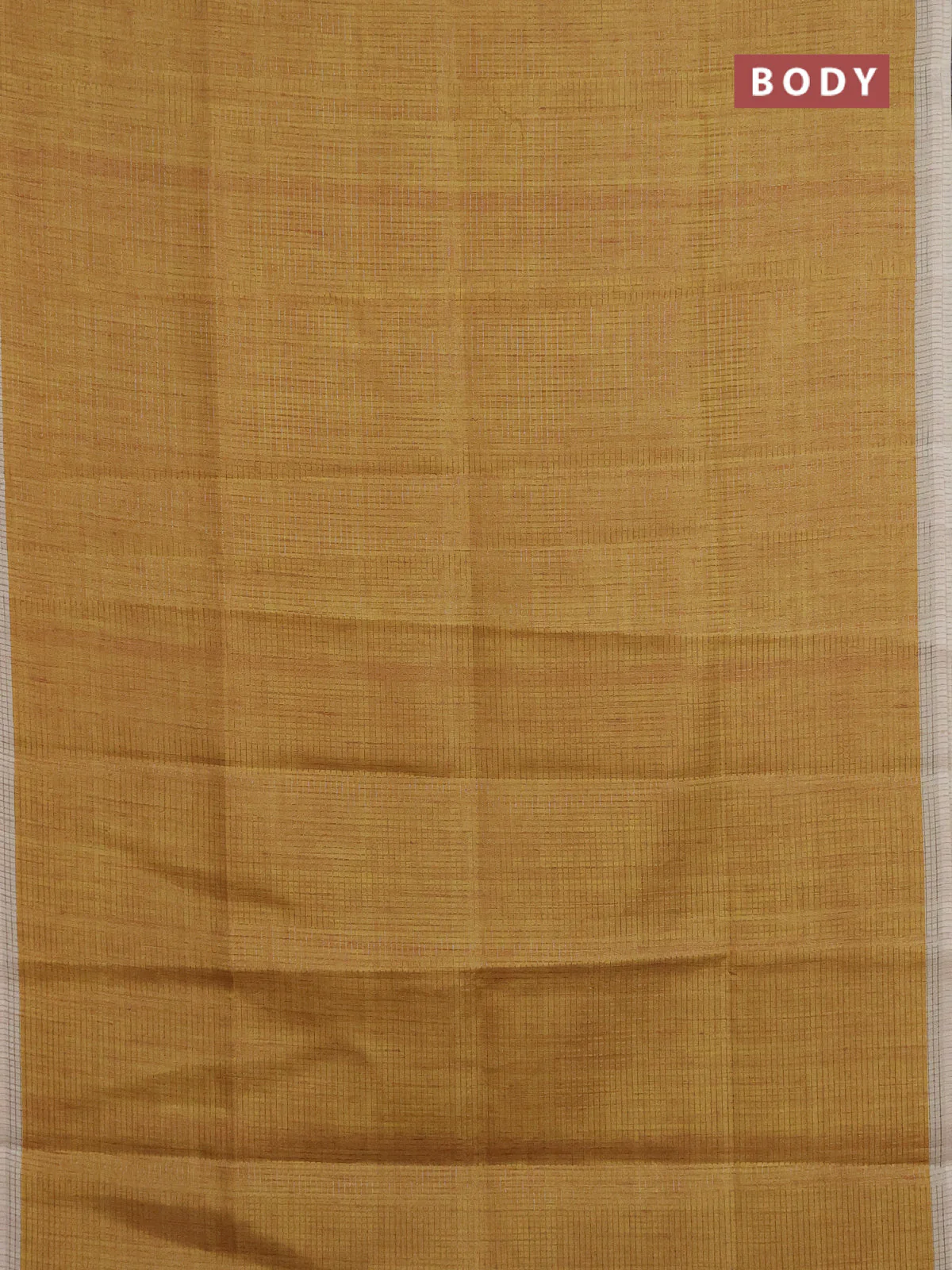 Chappa saree mustard yellow and beige with allover small zari checked pattern and elephant butta prints - Image 2