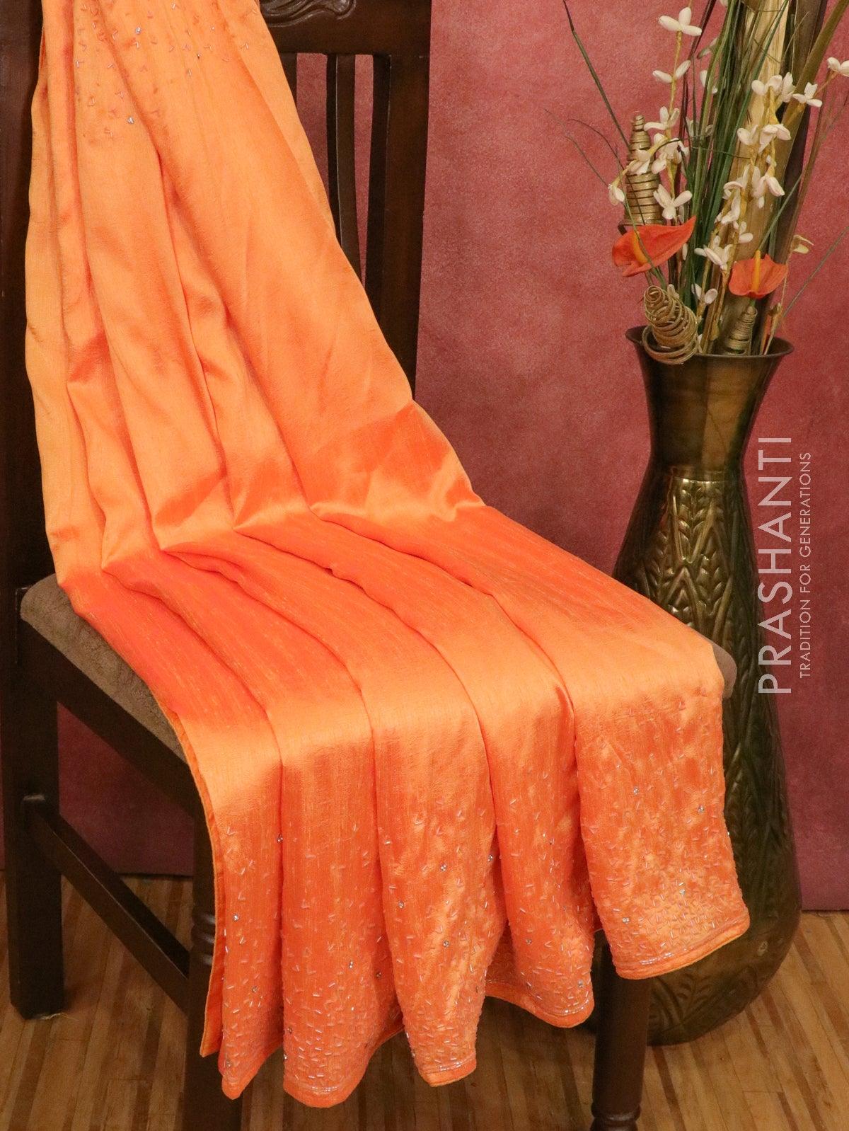 Chappa saree orange with stone & beaded embroidery work - Image 2