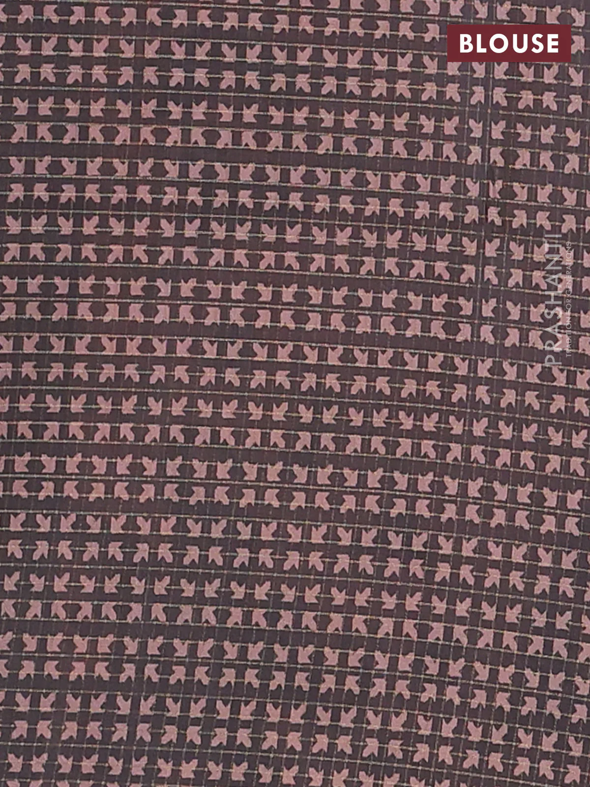 Chappa saree pale orange and black with allover zari checked pattern and printed pallu - Image 4