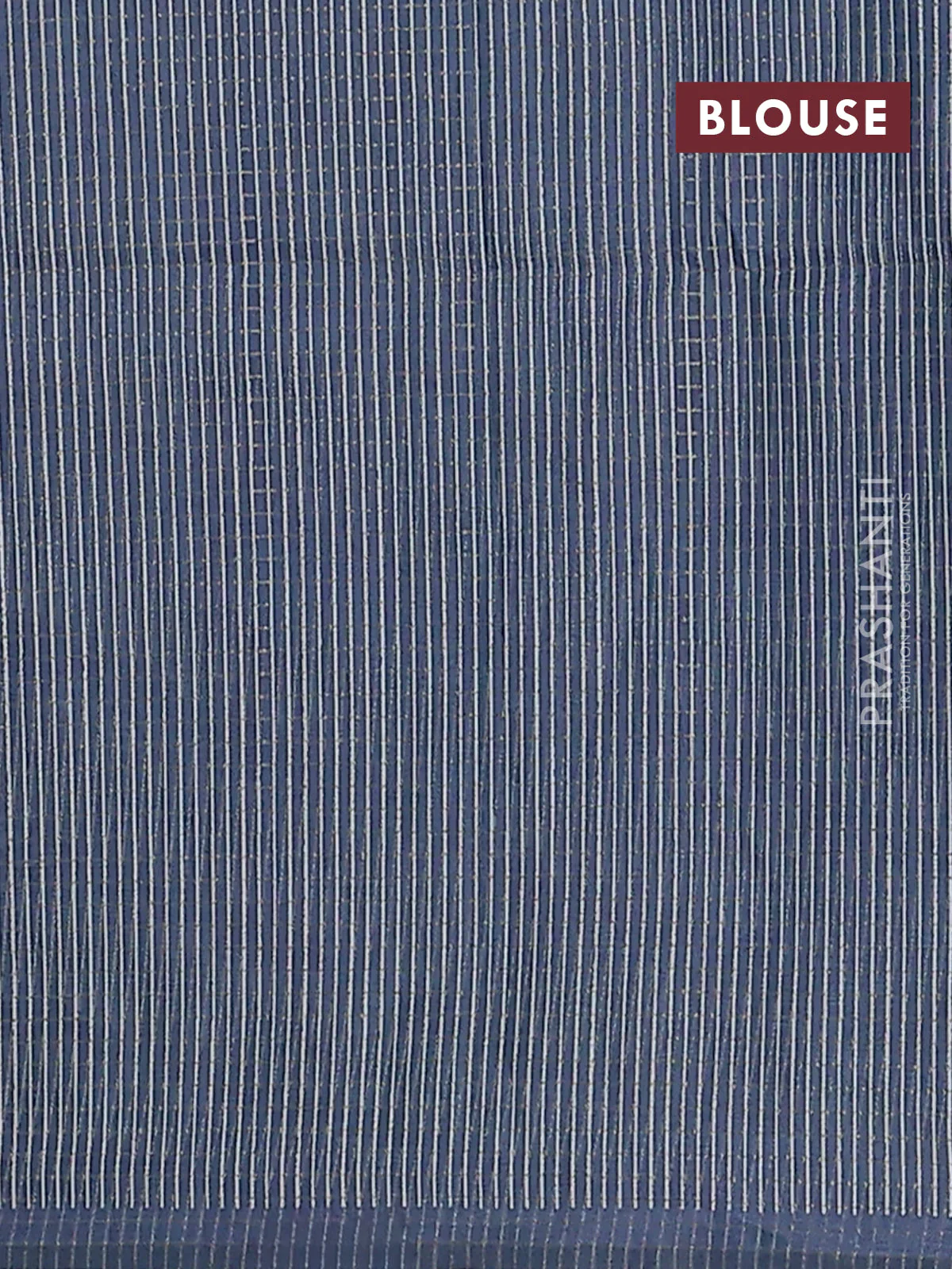 Chappa saree pastel brown and grey with allover zari checked pattern and long geometric printed border - Image 4