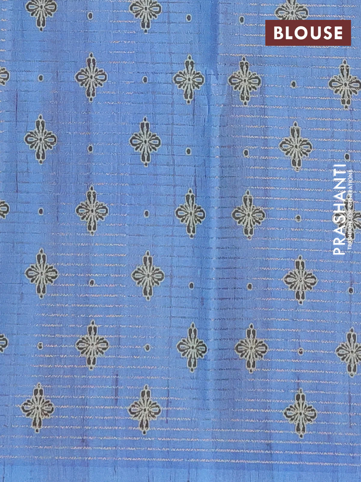 Chappa saree pastel green and blue with allover small zari checked pattern & butta prints and printed border - Image 4