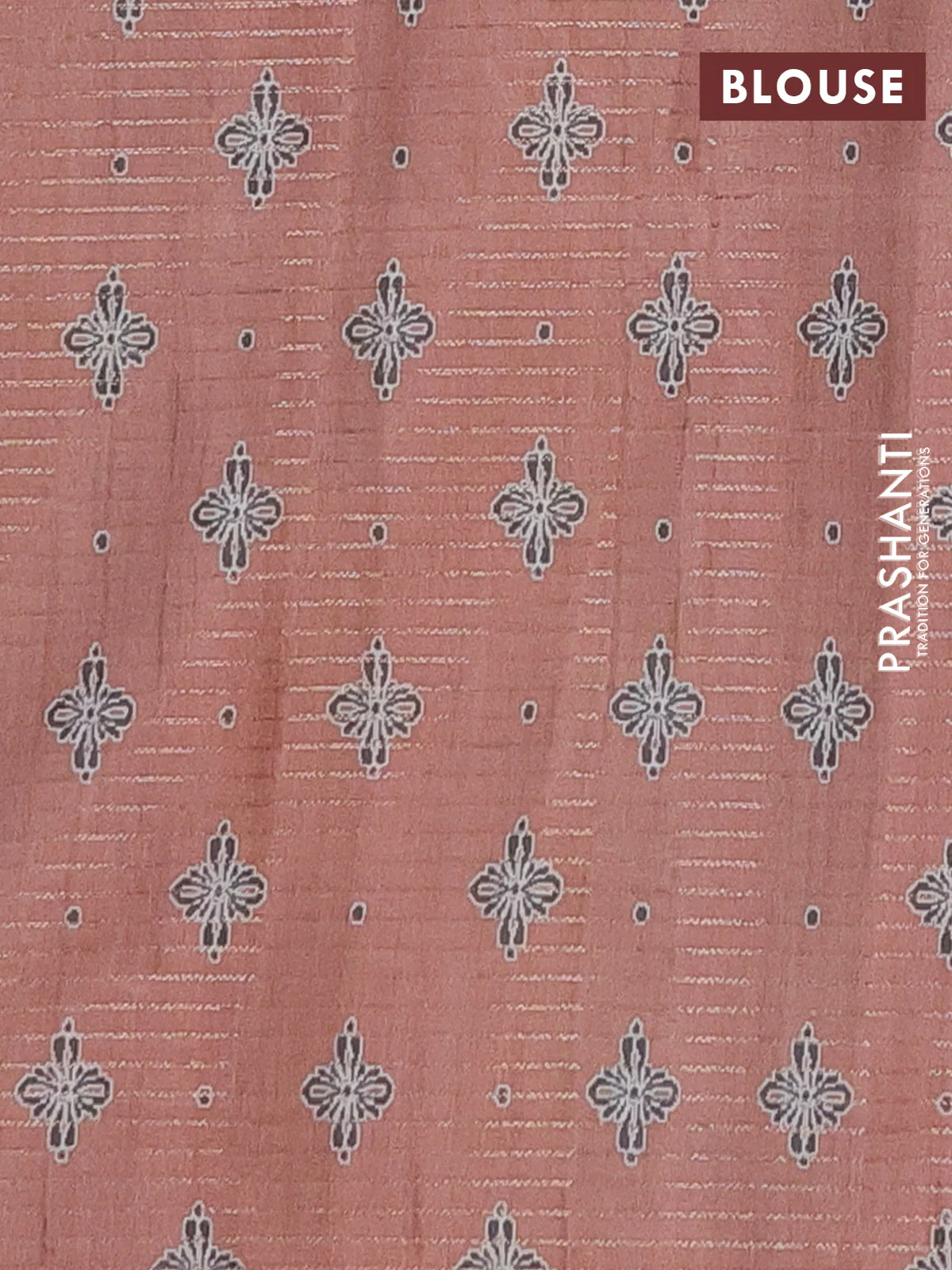 Chappa saree pastel grey and brown with allover small zari checked pattern & butta prints and printed border - Image 4
