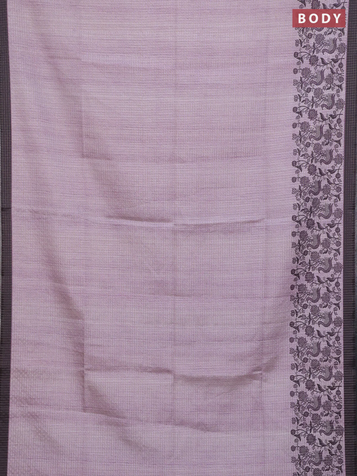 Chappa saree pastel pink and deep wine shade with allover zari checked pattern and printed pallu - Image 2