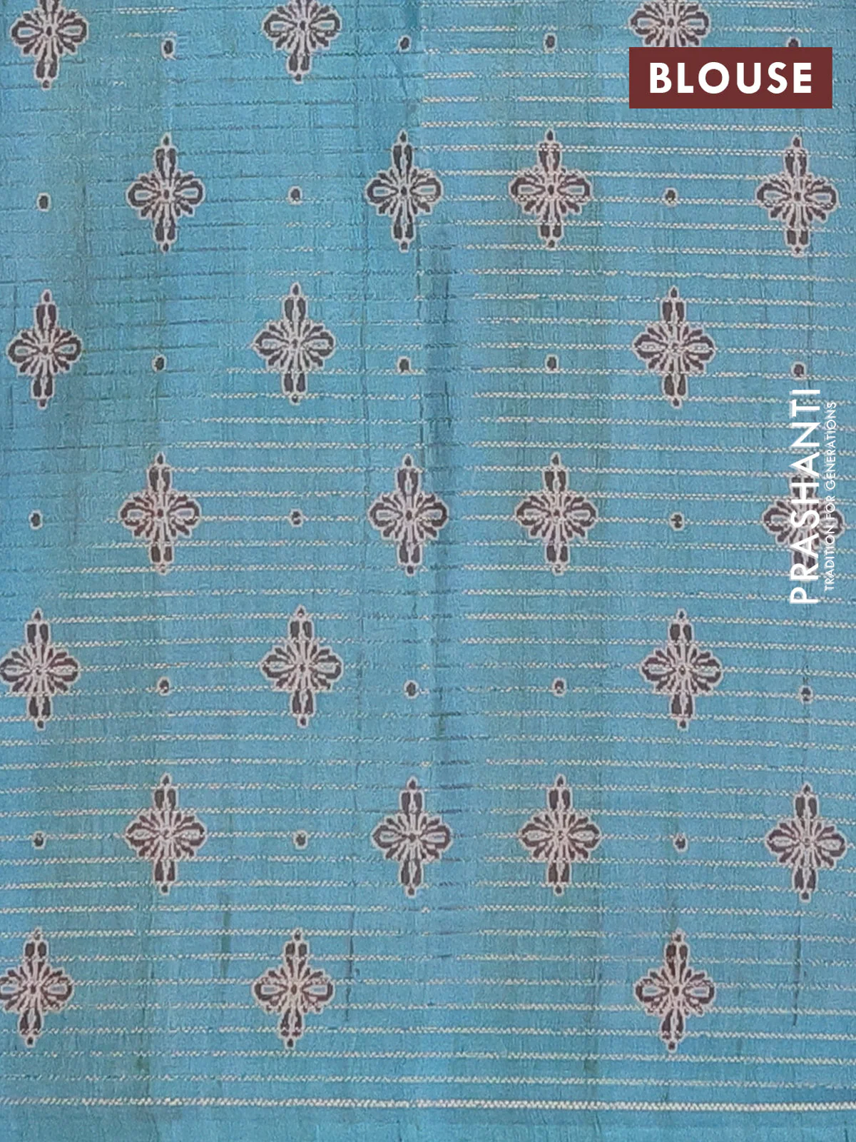 Chappa saree peach shade and teal blue with allover small zari checked pattern & butta prints and printed border - Image 4