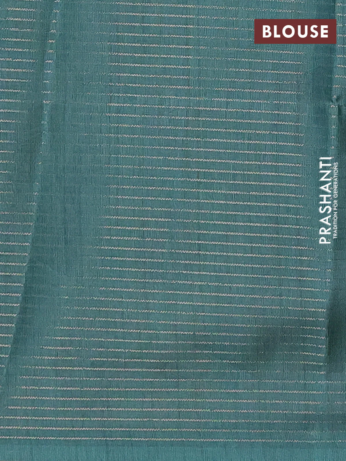 Chappa saree peacock green and beige with allover small zari checked pattern and floral digital printed pallu - Image 4