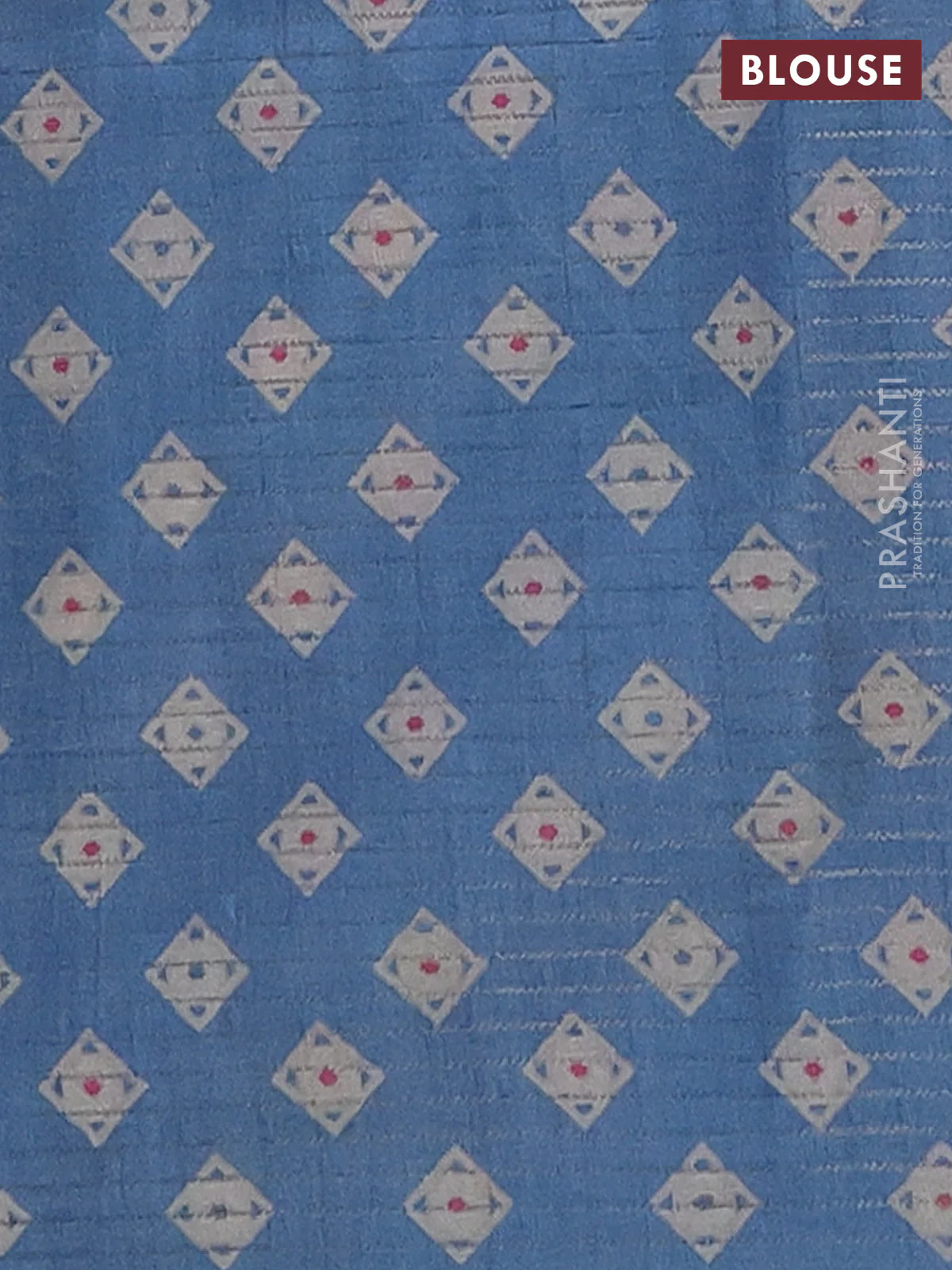 Chappa saree pink and cs blue with allover small zari checked pattern and printed border - Image 4