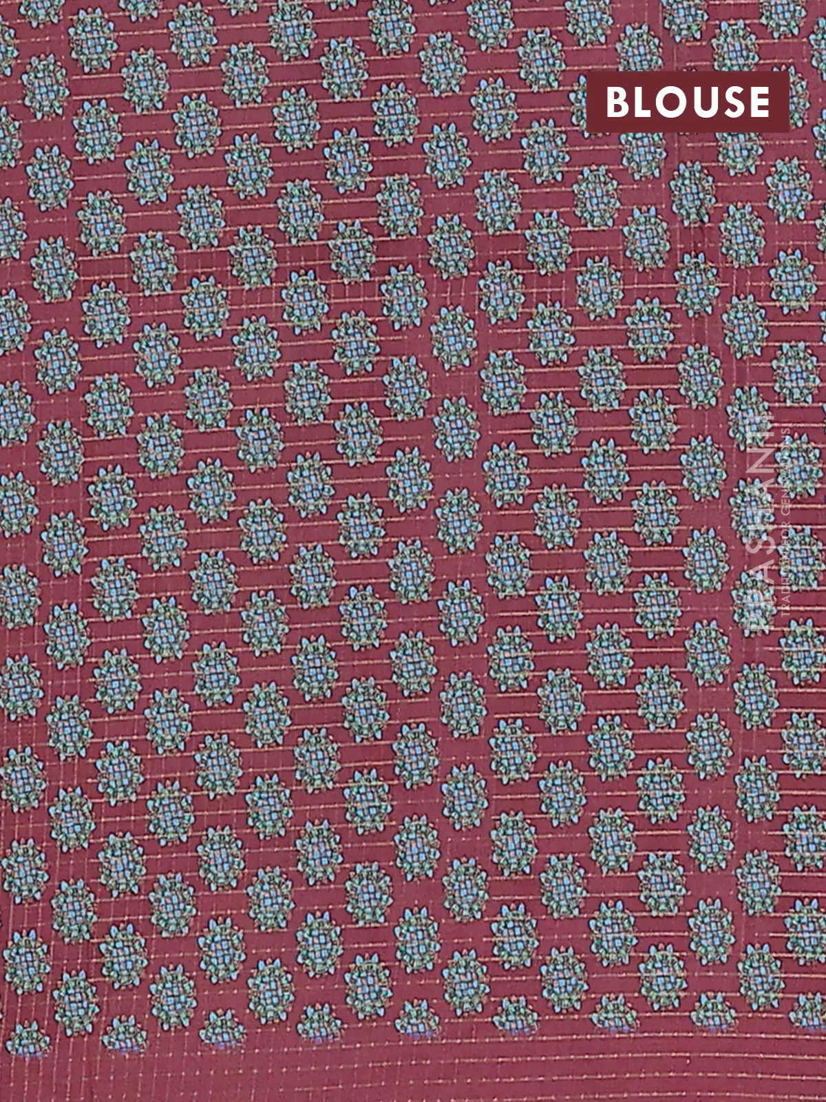 Chappa saree pista green and maroon with allover zari checked pattern and madhubani printed pallu - Image 4