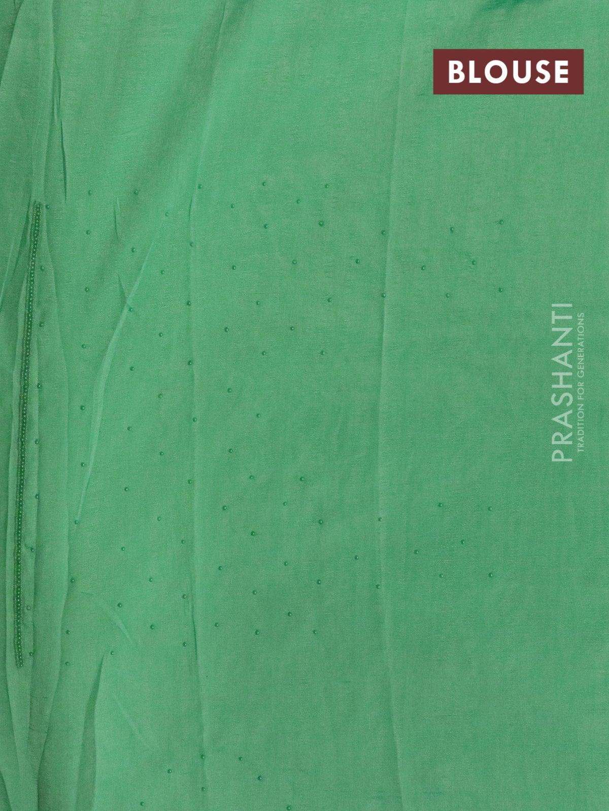 Chappa saree pista green with embroidery beads & stone work - Image 4