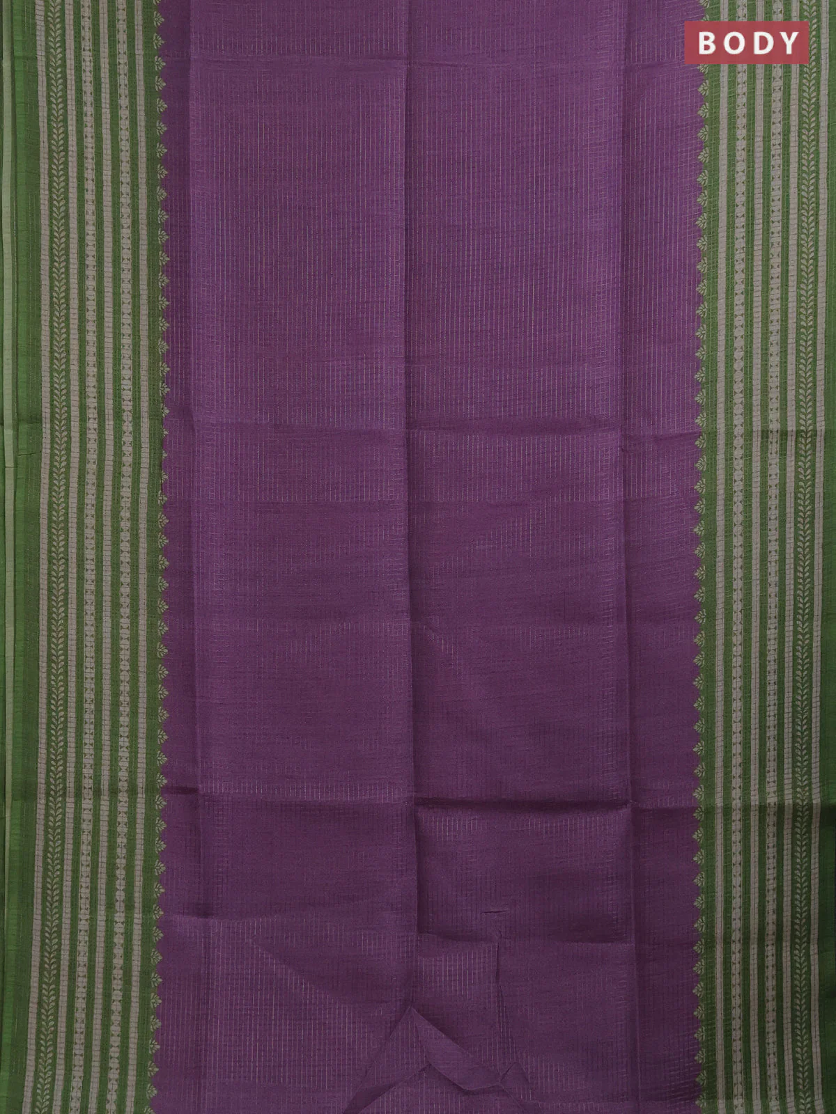 Chappa saree purple and green with allover small zari checked pattern and printed border - Image 2
