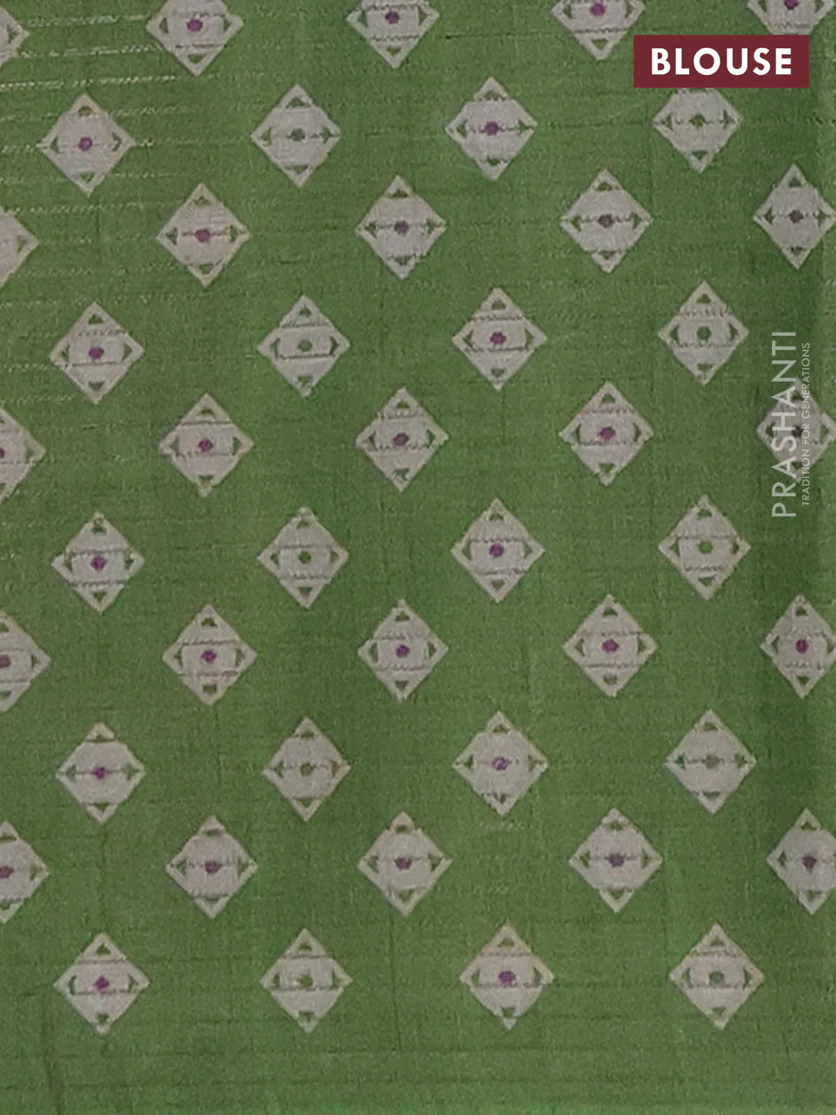 Chappa saree purple and green with allover small zari checked pattern and printed border - Image 4