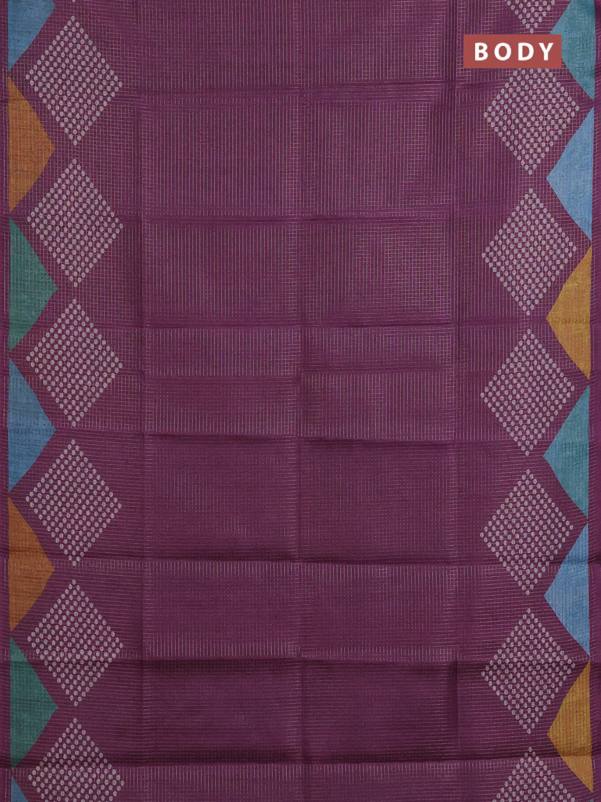 Chappa saree purple and grey with allover small zari checked pattern and printed border - Image 2