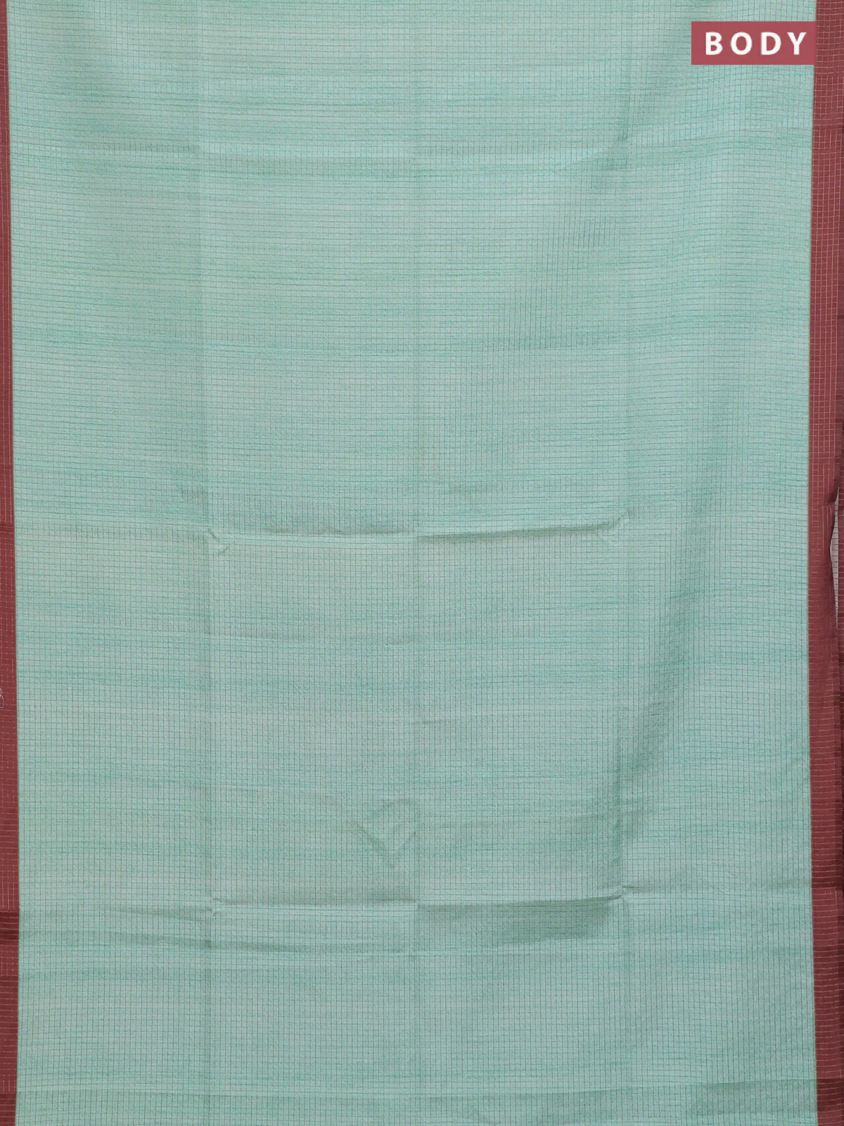 Chappa saree teal green and brown with allover zari checked pattern and madhubani printed pallu - Image 2