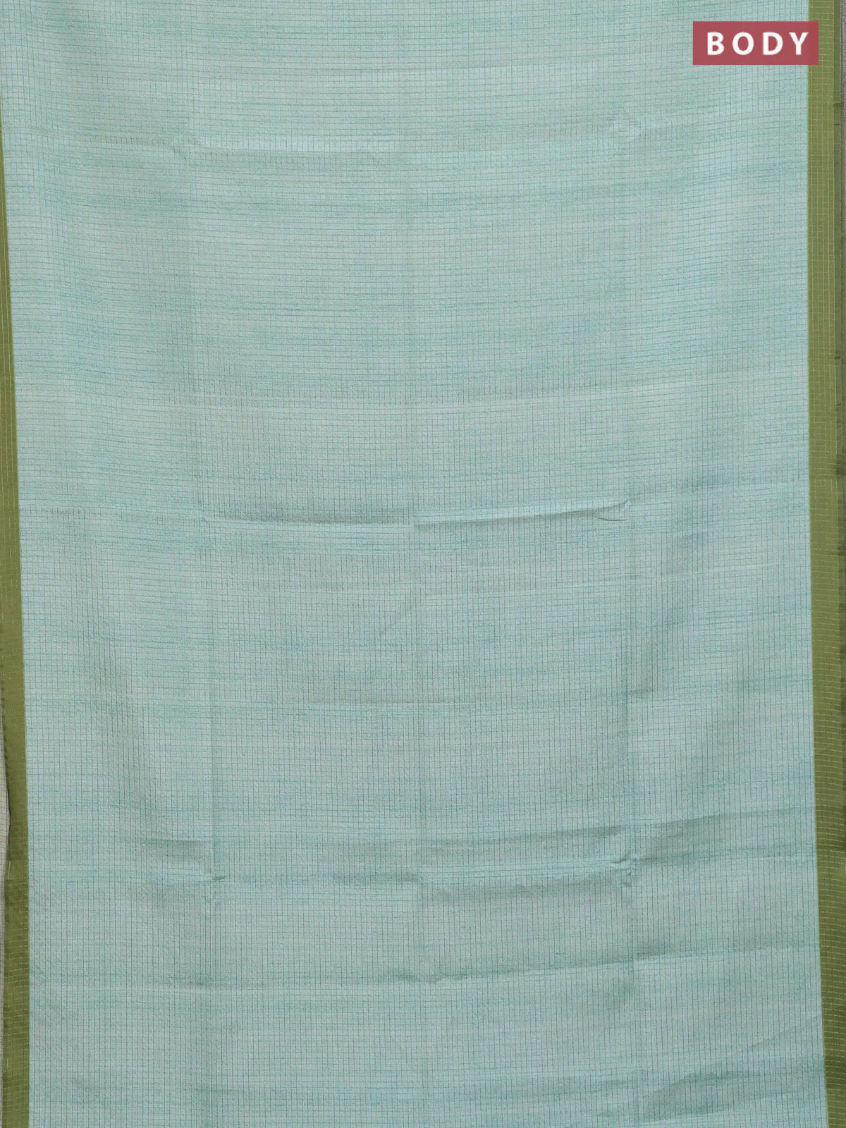 Chappa saree teal green and light green with allover zari checked pattern and madhubani printed pallu - Image 2