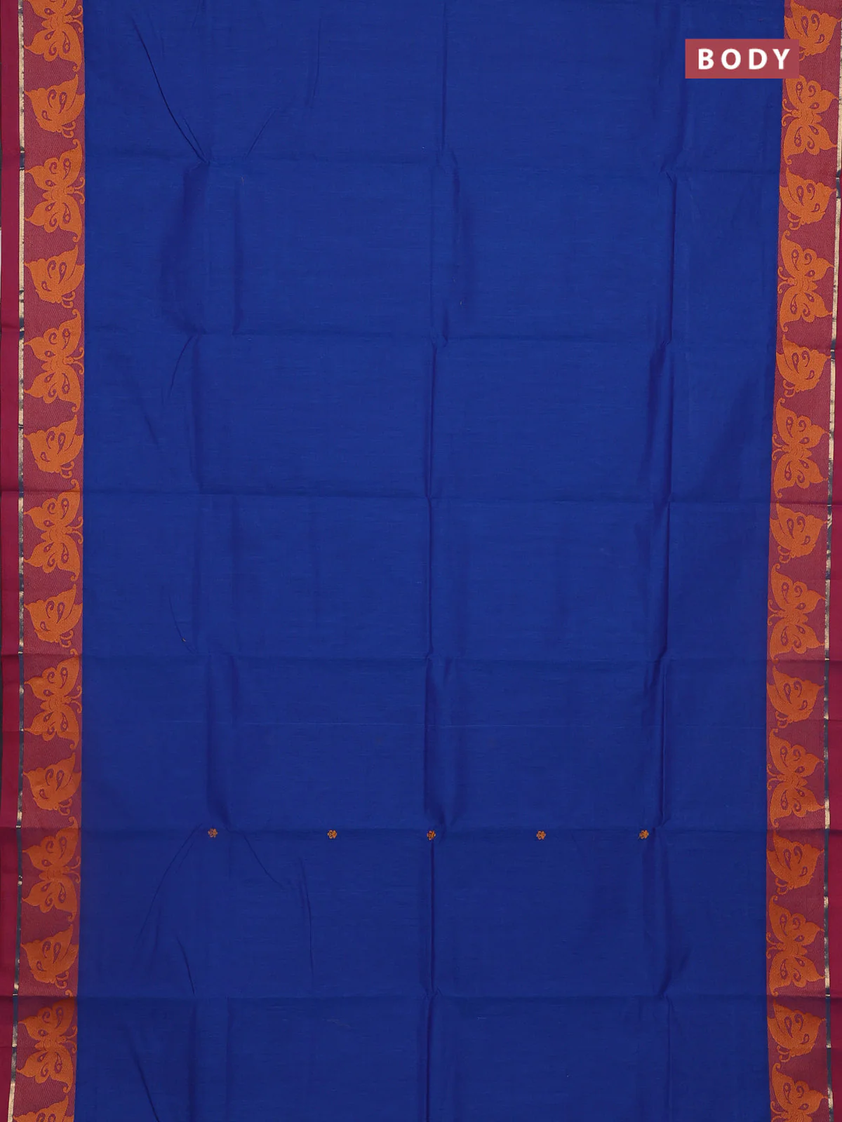 Chettinad cotton saree blue and purple with thread woven buttas and thread woven border - Image 2