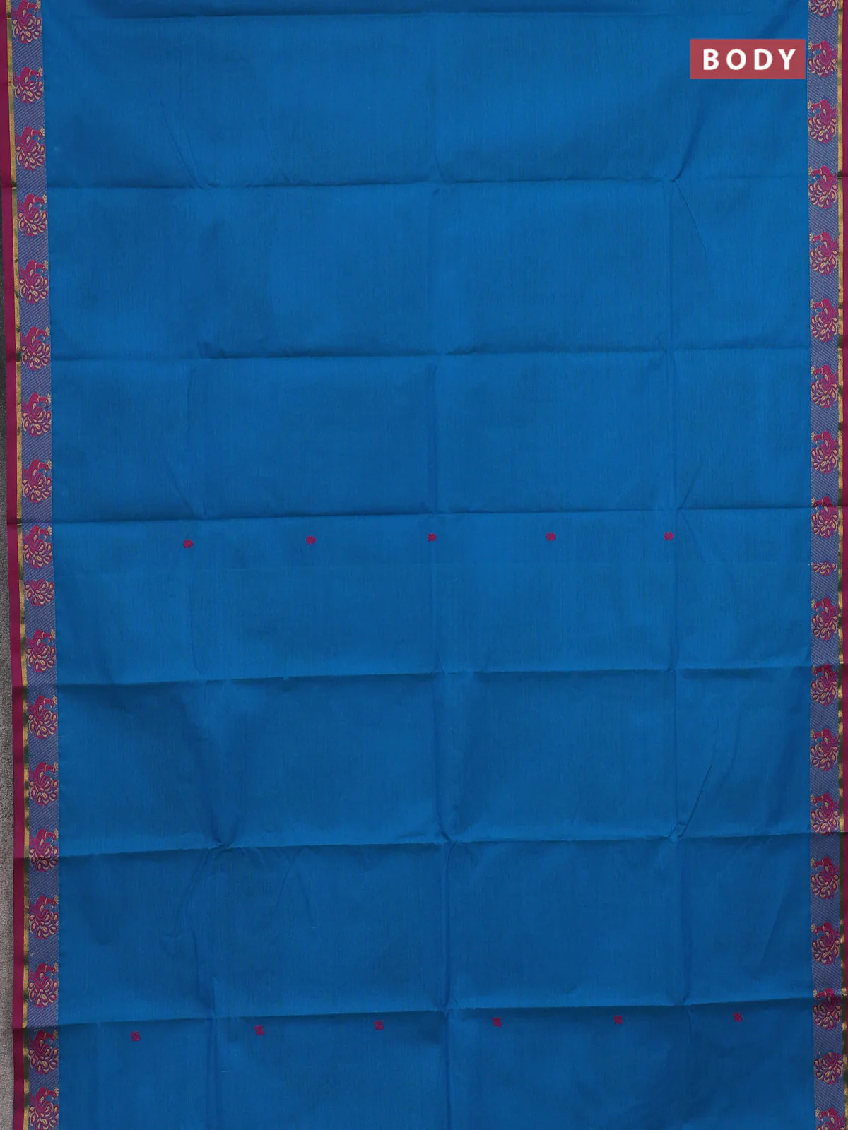 Chettinad cotton saree cs blue and magenta pink with thread woven buttas and thread woven border - Image 2