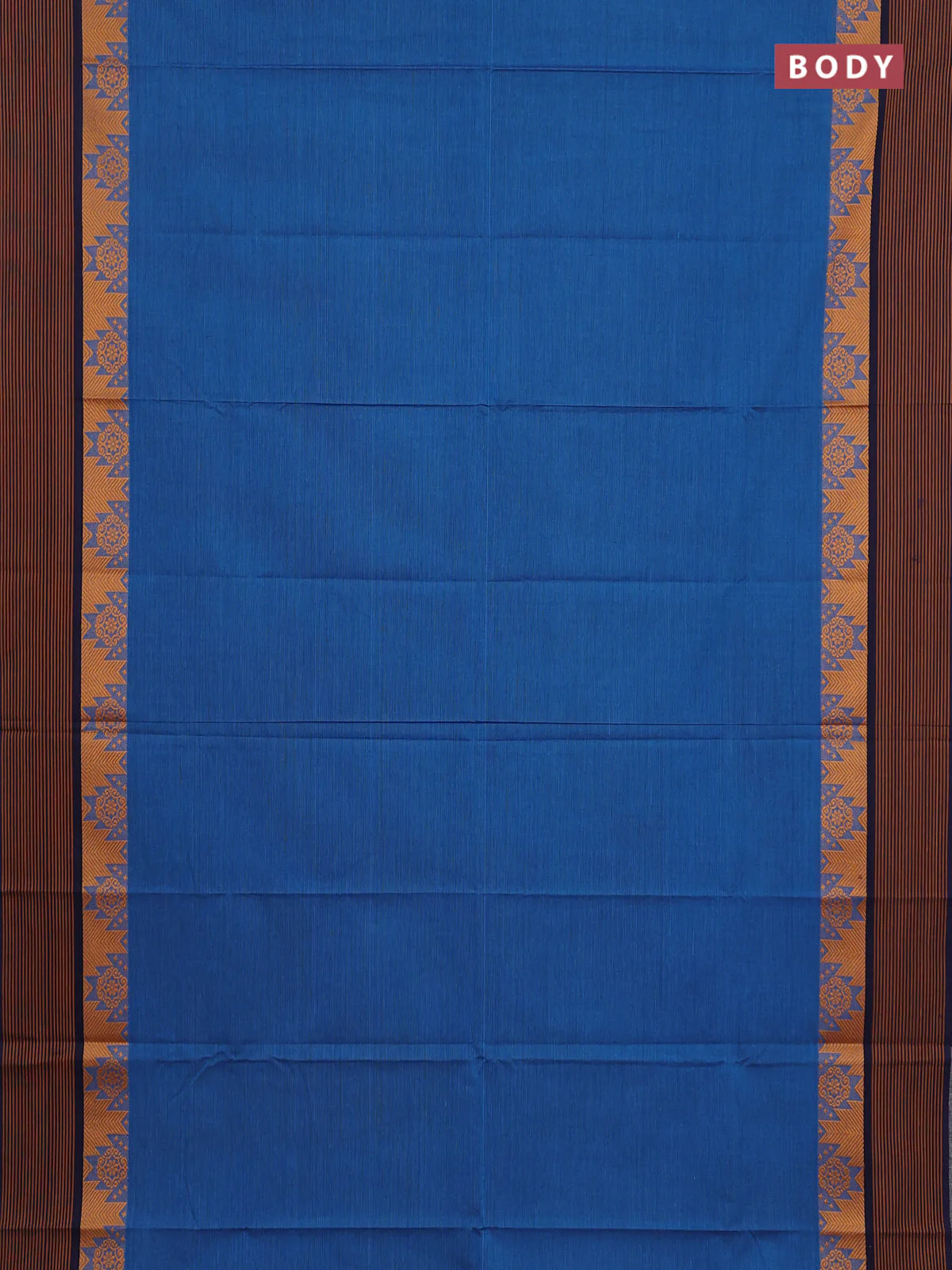 Chettinad cotton saree cs blue and navy blue with plain body anf temple design simple border - Image 2