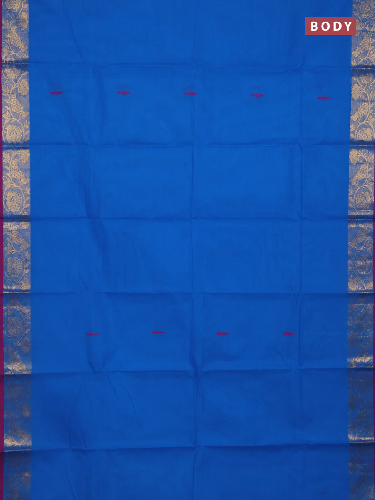 Chettinad cotton saree cs blue and purple with thread woven buttas and peacock zari woven border - Image 2