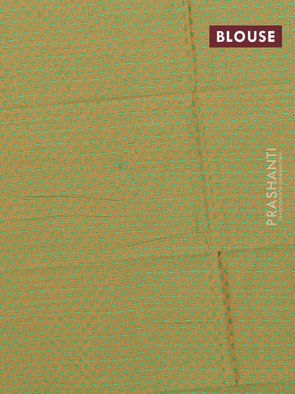 Chettinad cotton saree dark mustard and light green with allover small checked pattern and zari woven border - Image 4