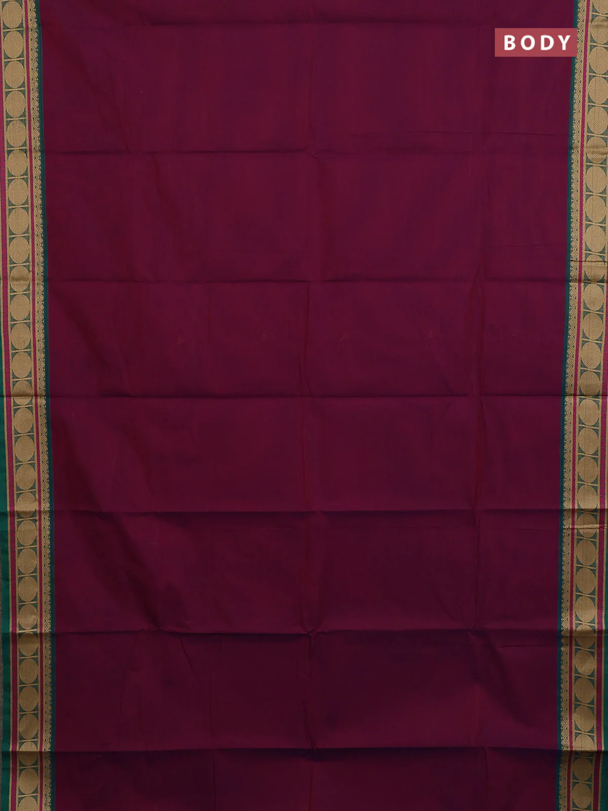 Chettinad cotton saree deep maroon and green with thread woven buttas and thread woven butta border - Image 2