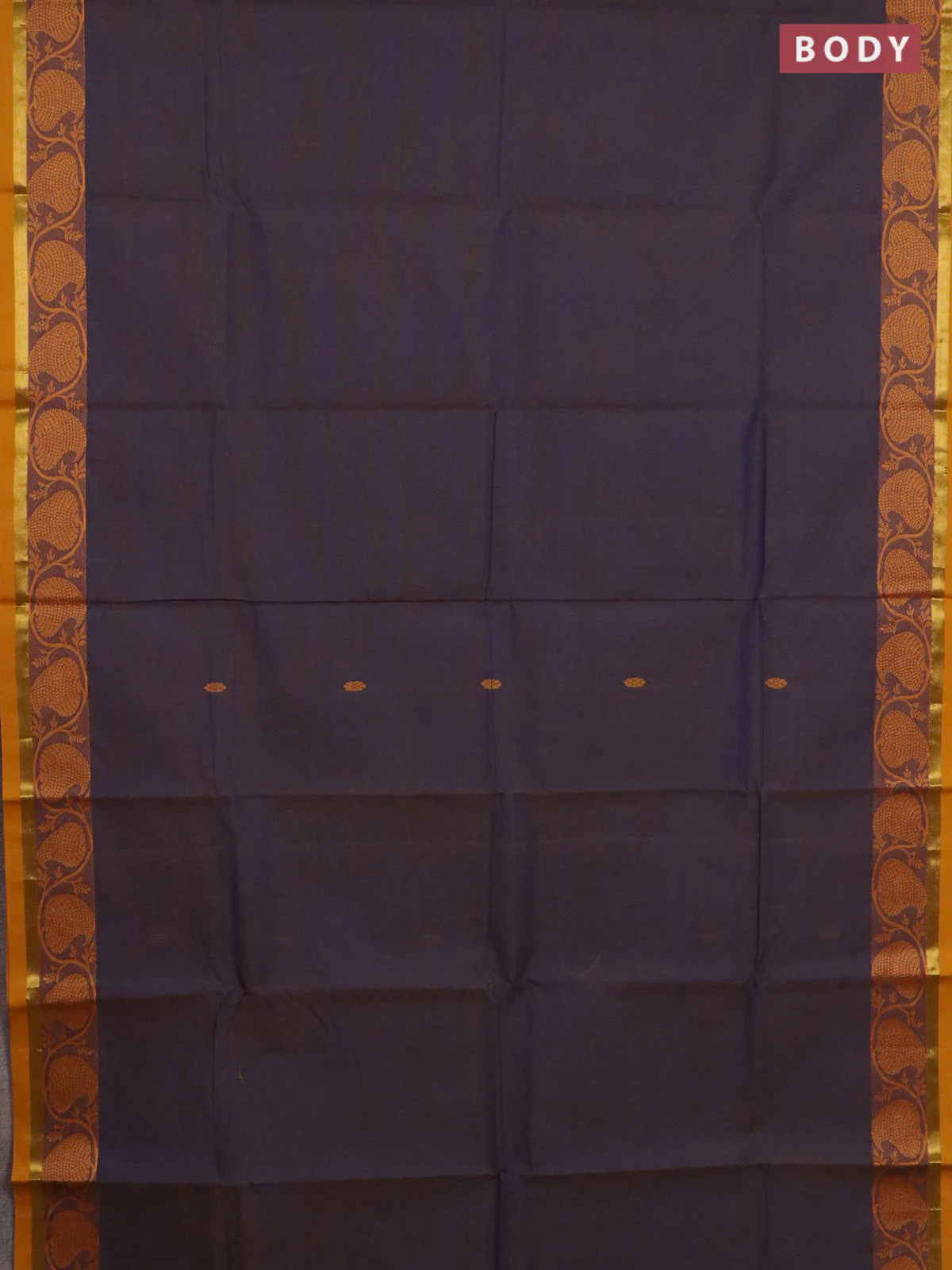 Chettinad cotton saree dual shade of blue and yellow with thread woven buttas and paisley thread woven border - Image 2