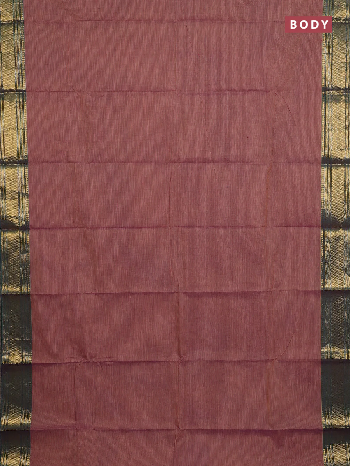 Chettinad cotton saree dual shade of pink and green with allover small checked pattern and zari woven border - Image 2