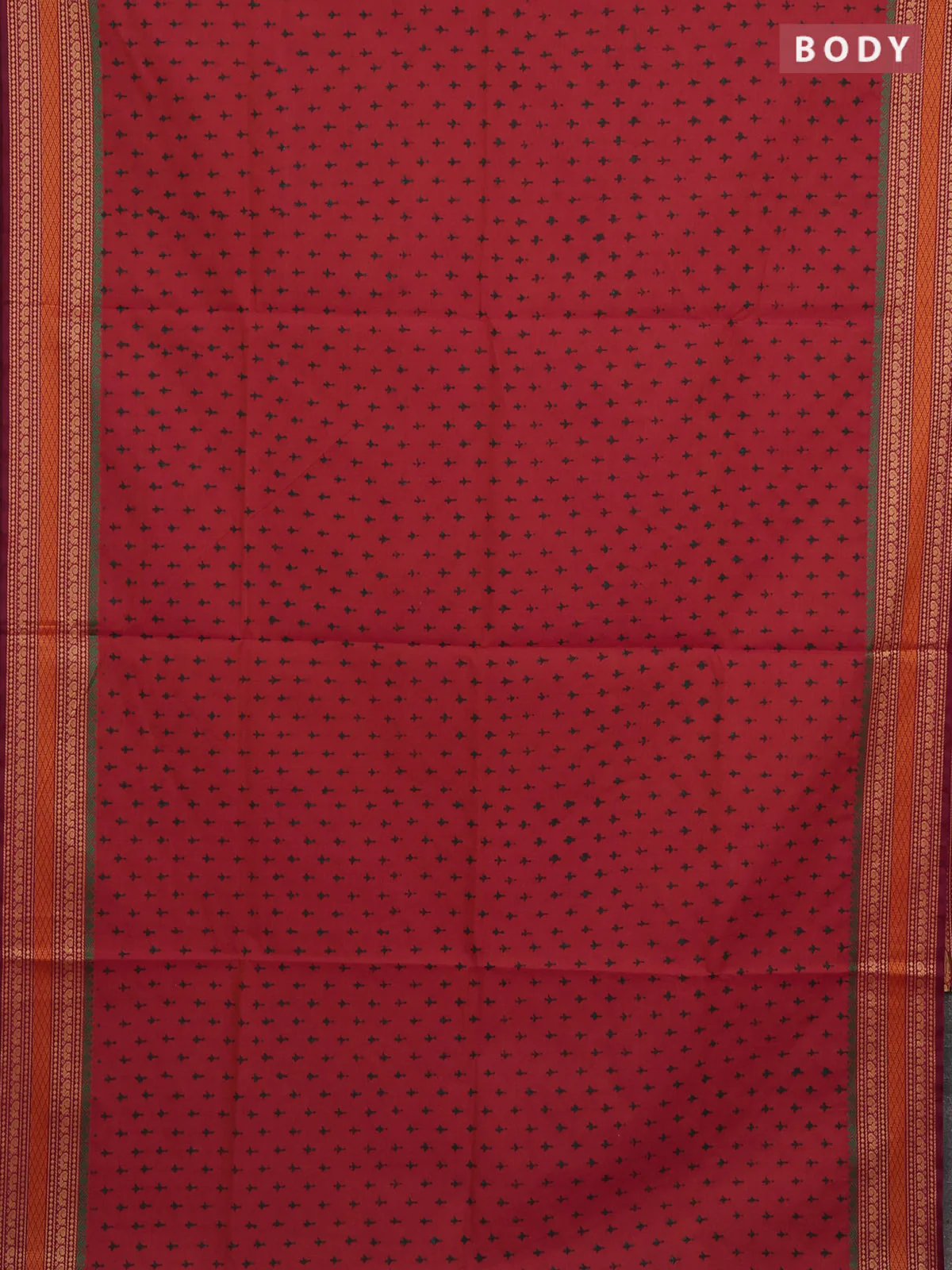 Chettinad cotton saree dual shade of pink and magenta pink with allover butta prints and thread woven border - Image 2