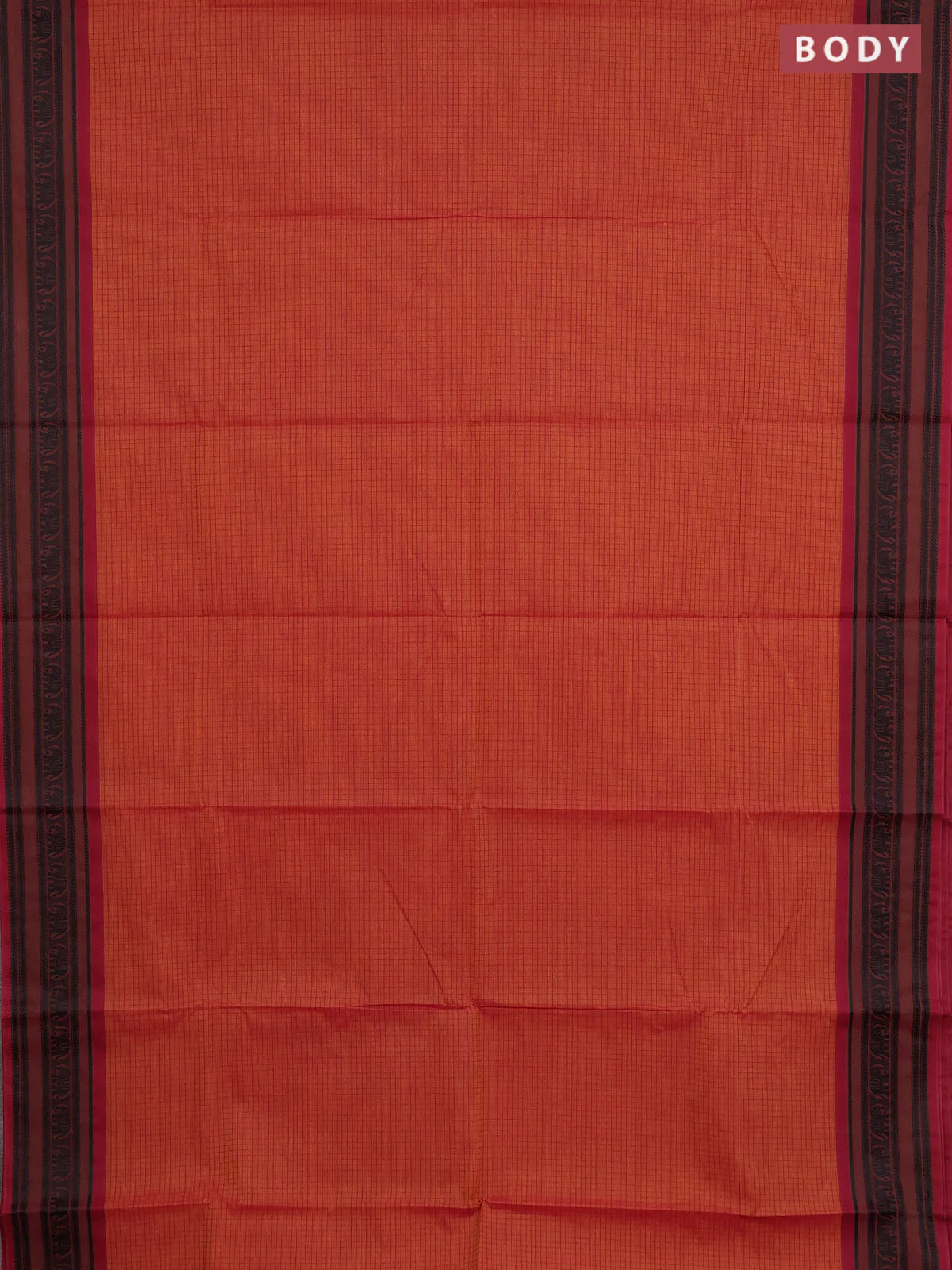 Chettinad cotton saree dual shade of pink and maroon with allover checked pattern and thread woven border - Image 2