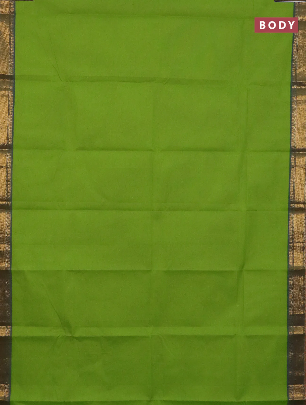 Chettinad cotton saree light green and blue with plain body and thread & zari woven border - Image 2