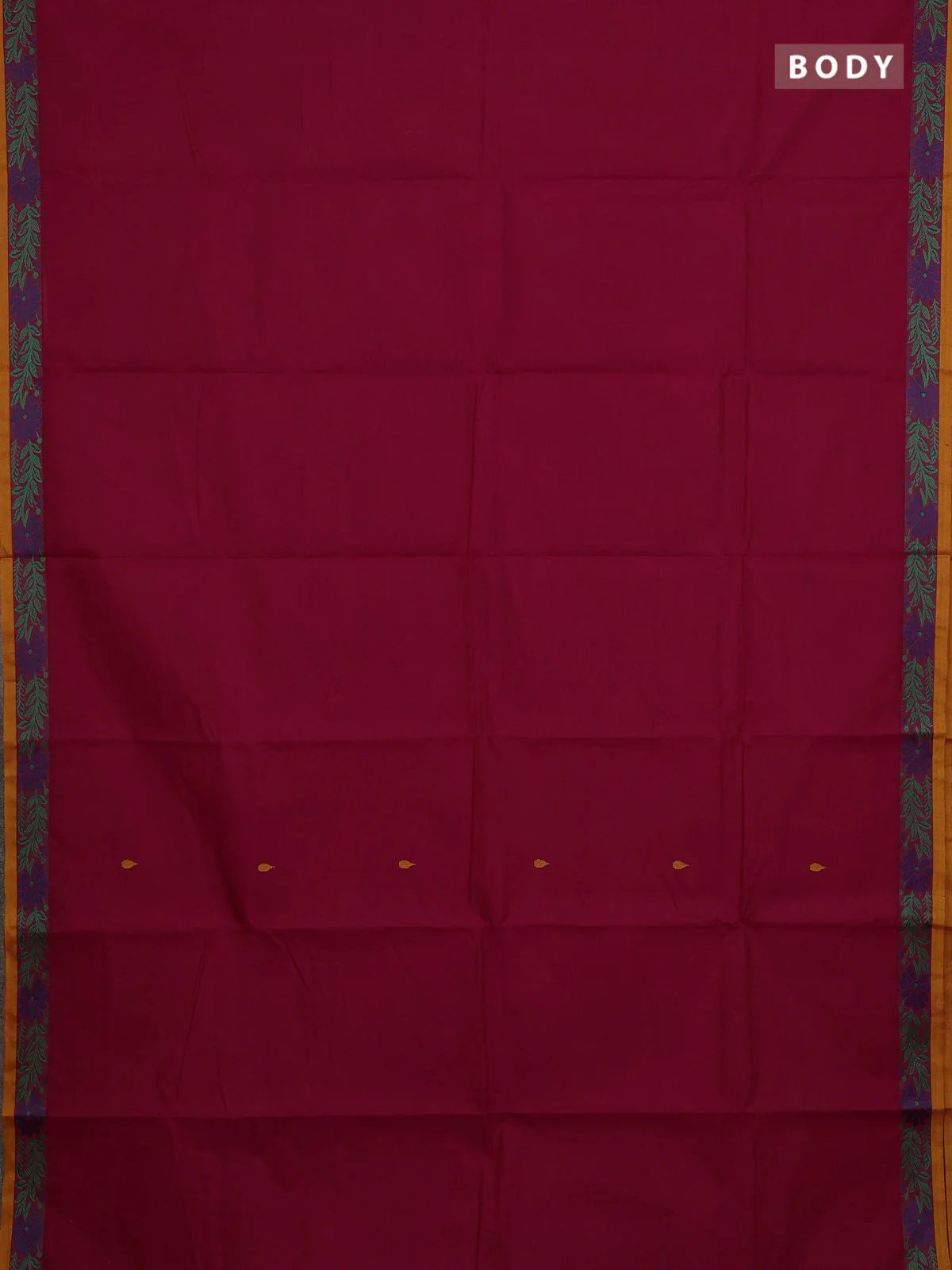 Chettinad cotton saree magenta pink and mustard yellow with thread woven buttas and thread woven border - Image 2