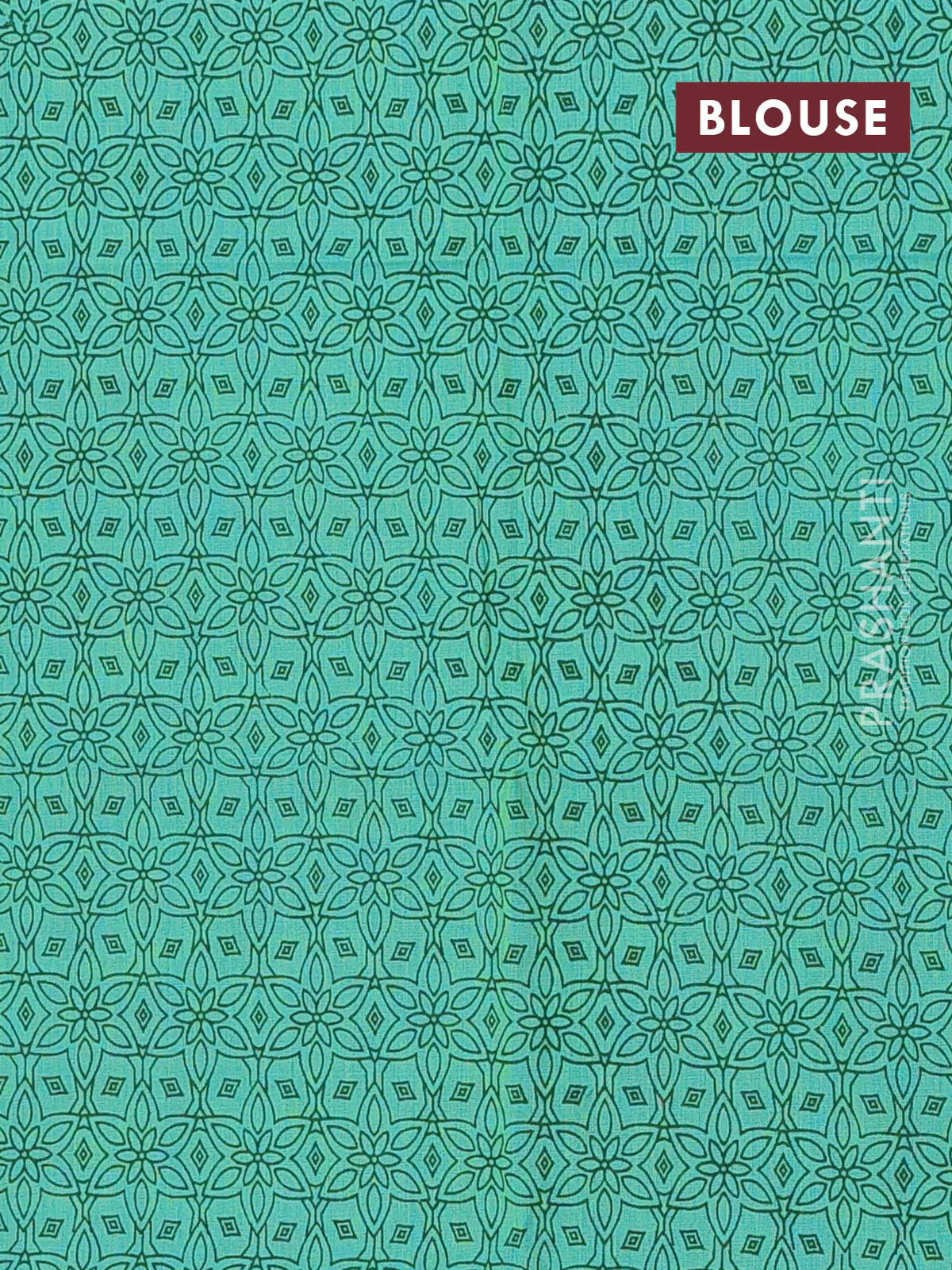 Chettinad cotton saree magenta pink and teal green with thread woven buttas and zari woven border - Image 4