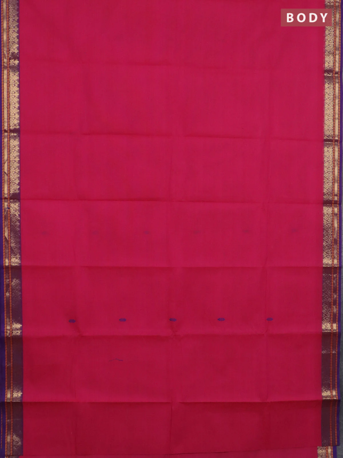 Chettinad cotton saree magenta pink and violet with thread woven buttas and zari woven border - Image 2