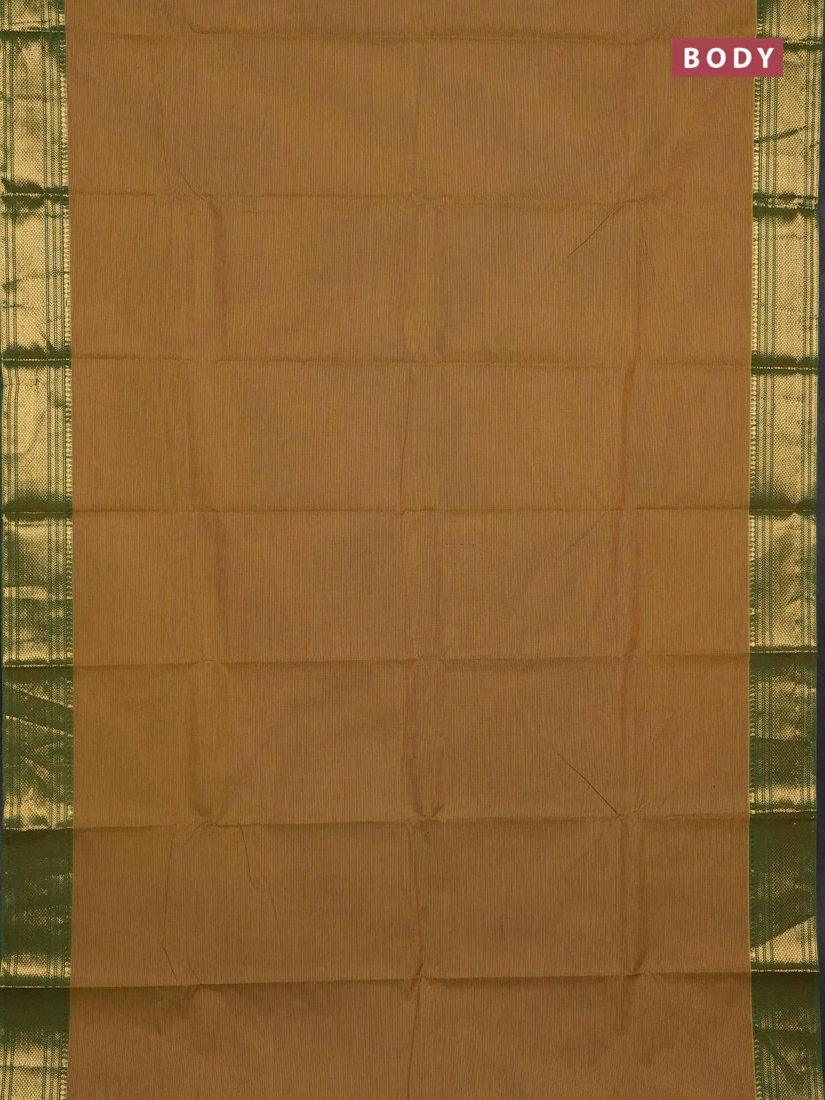 Chettinad cotton saree mustard green and light green with allover small checked pattern and zari woven border - Image 2