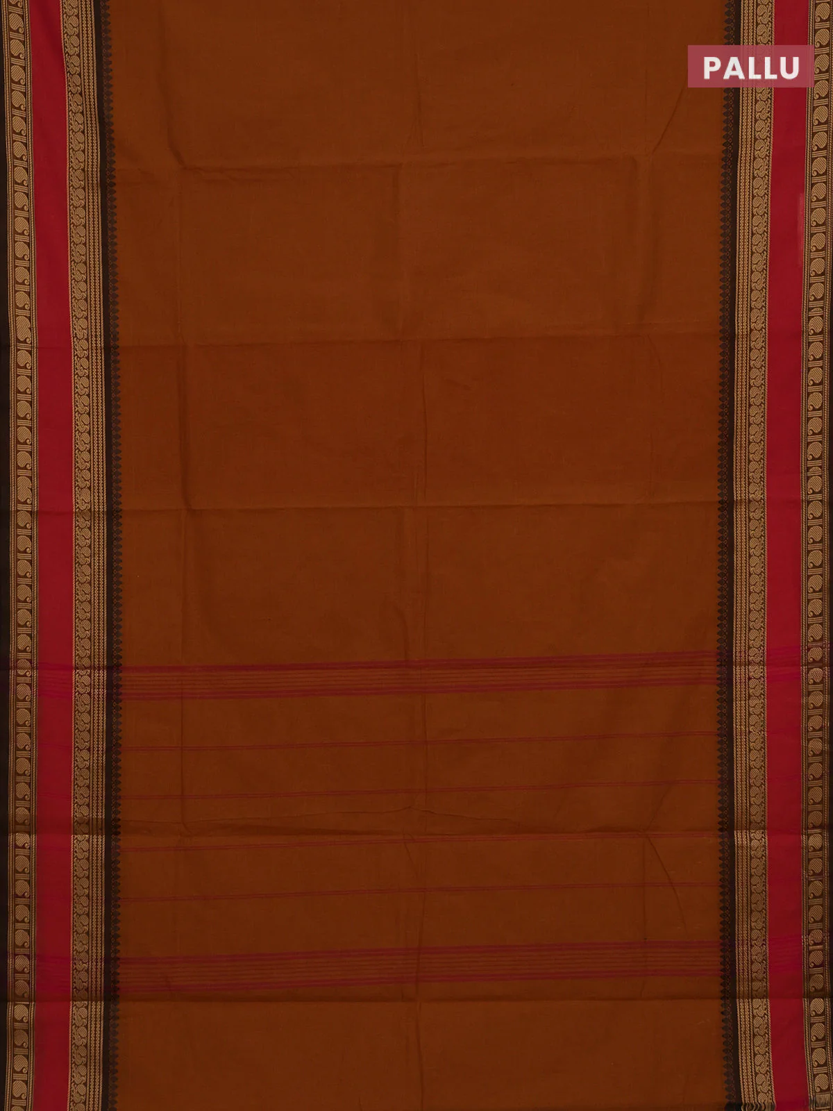 Chettinad cotton saree mustard yellow and pink with plain body and rettapet thread woven border - Image 3