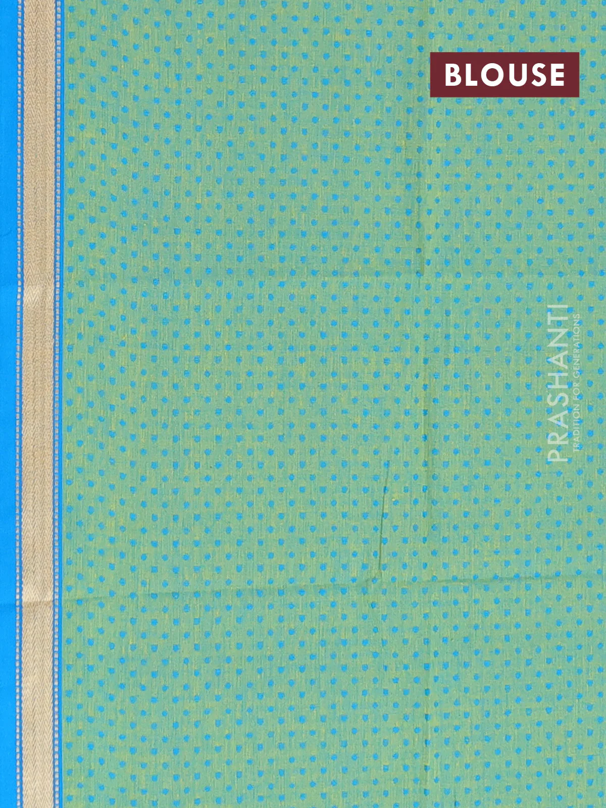 Chettinad cotton saree navy blue and light green with plain body and temple design rettapet thread woven border - Image 4