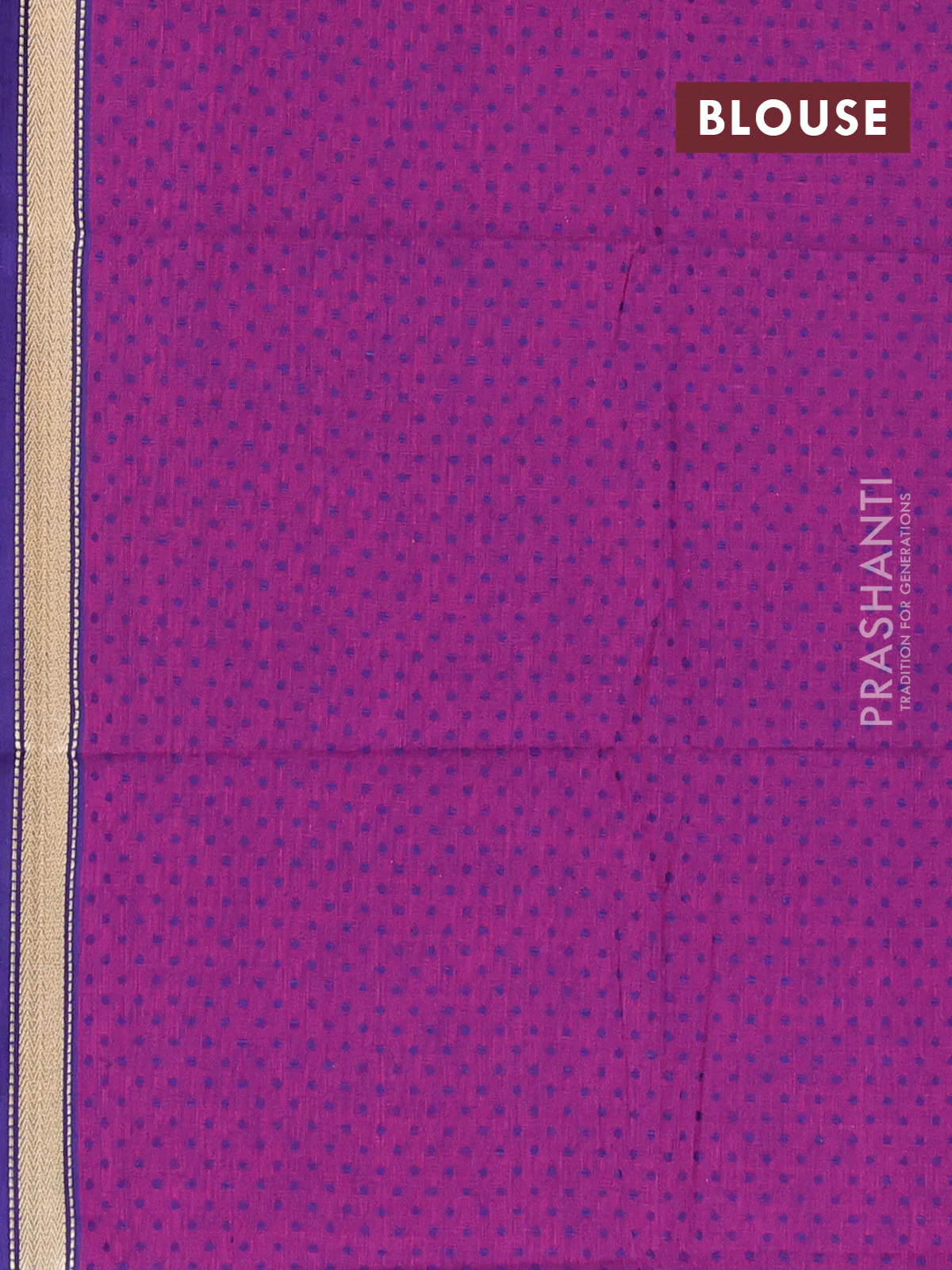 Chettinad cotton saree navy blue and purple with thread woven buttas and rettapet paisley zari woven butta border - Image 4