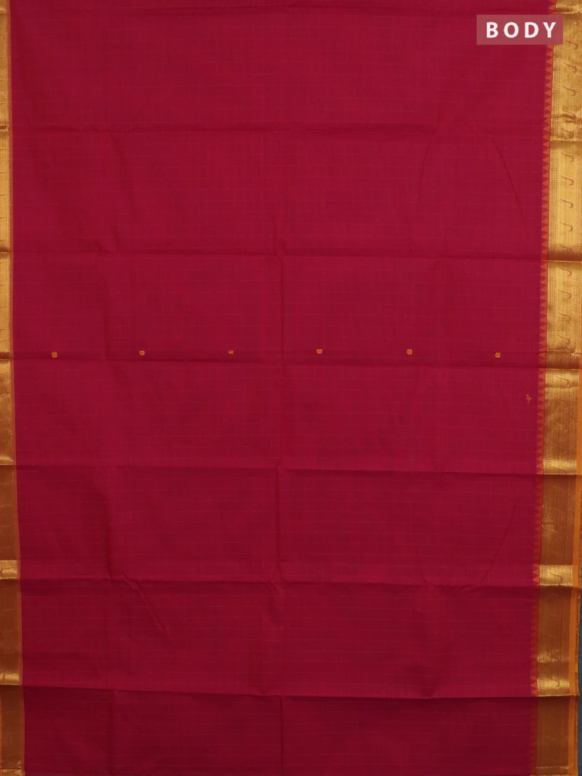 Chettinad cotton saree pink and dark mustard with allover checks & thread buttas and zari woven muniya border - Image 2