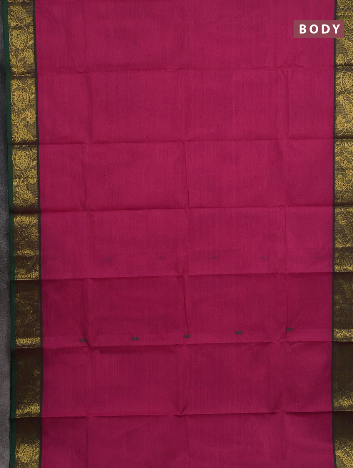 Chettinad cotton saree pink and dual shade of green with thread woven buttas and peacock zari woven border - Image 2