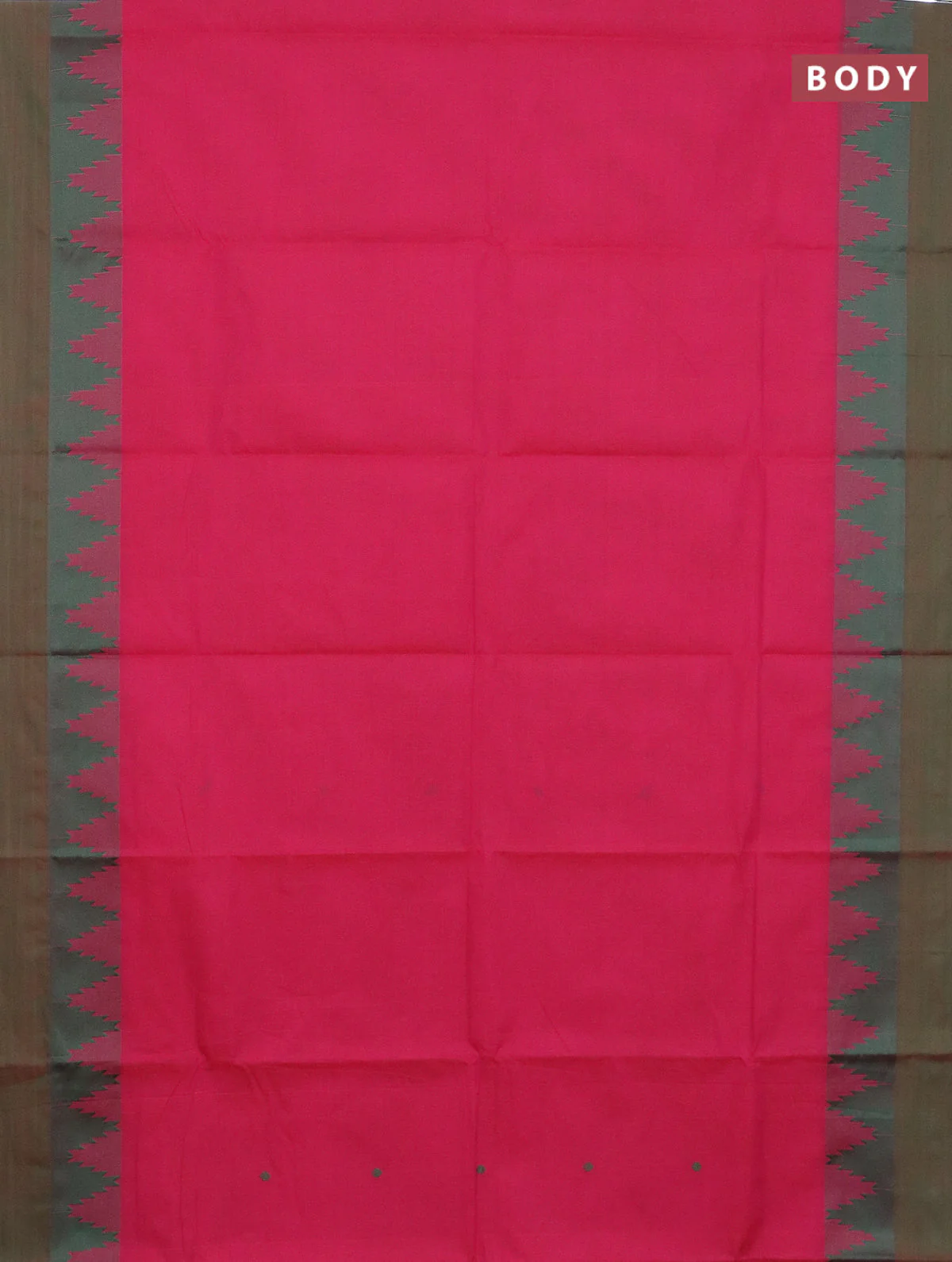 Chettinad cotton saree pink and green with thread woven buttas and temple design simple border - Image 2