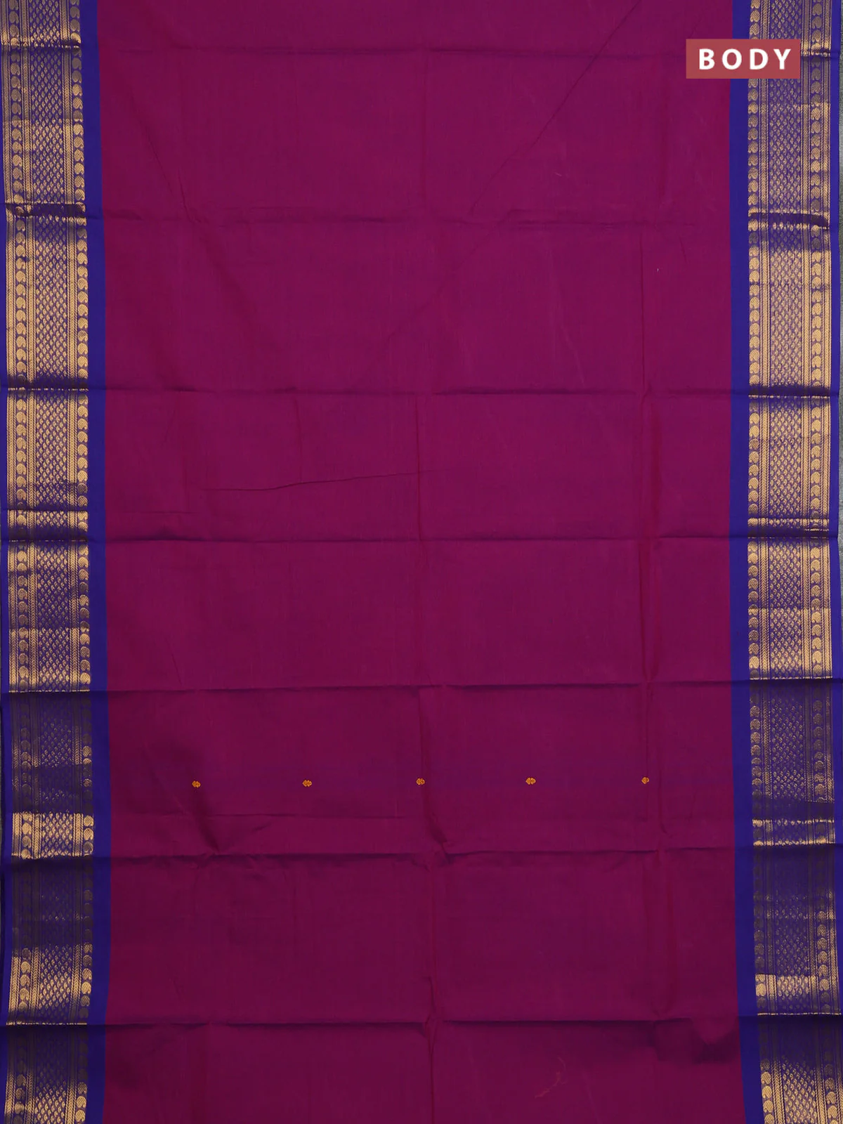 Chettinad cotton saree purple and blue with thread woven buttas and rettapet paisley zari woven butta border - Image 2