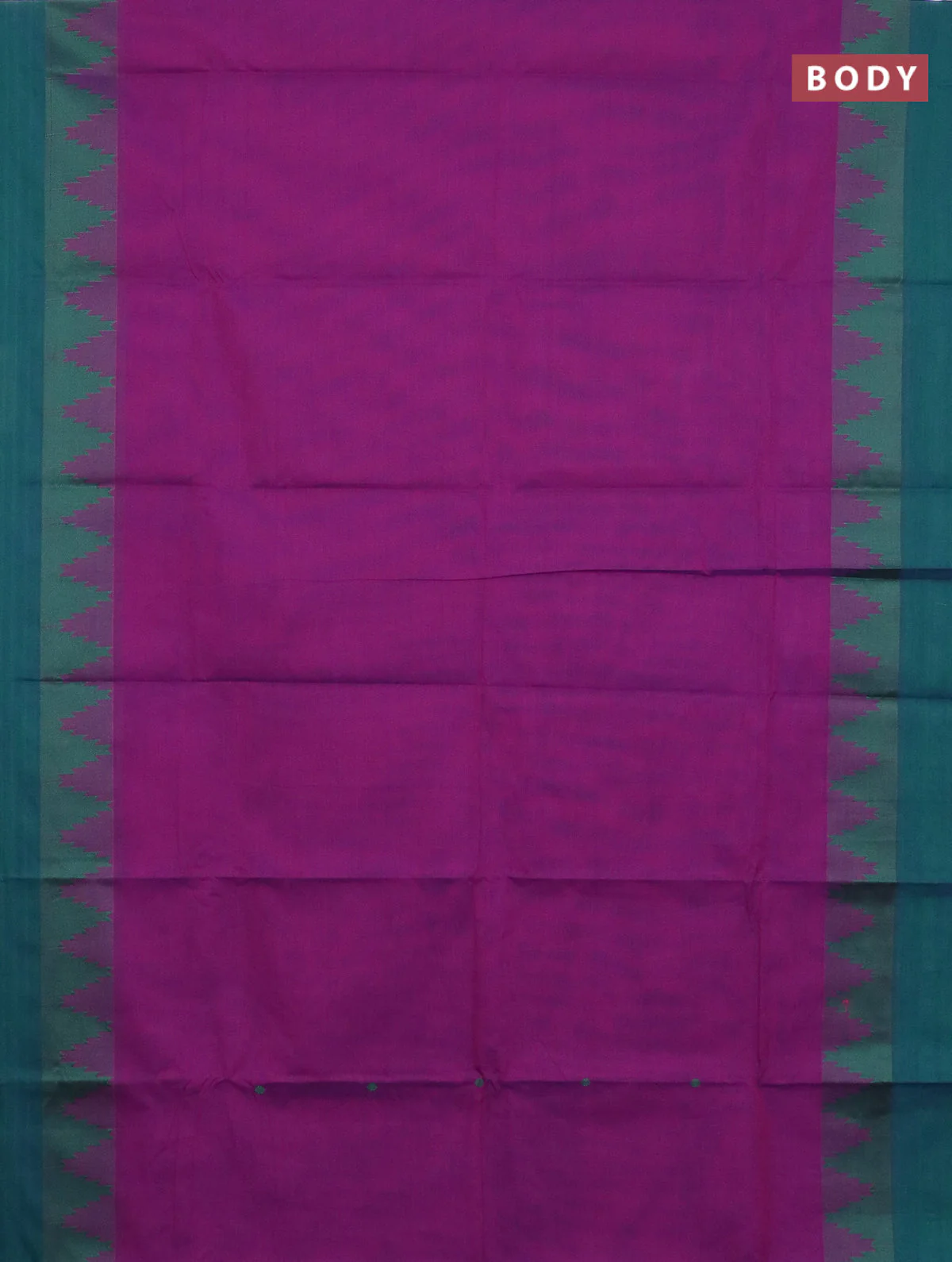 Chettinad cotton saree purple and green with thread woven buttas and temple design simple border - Image 2