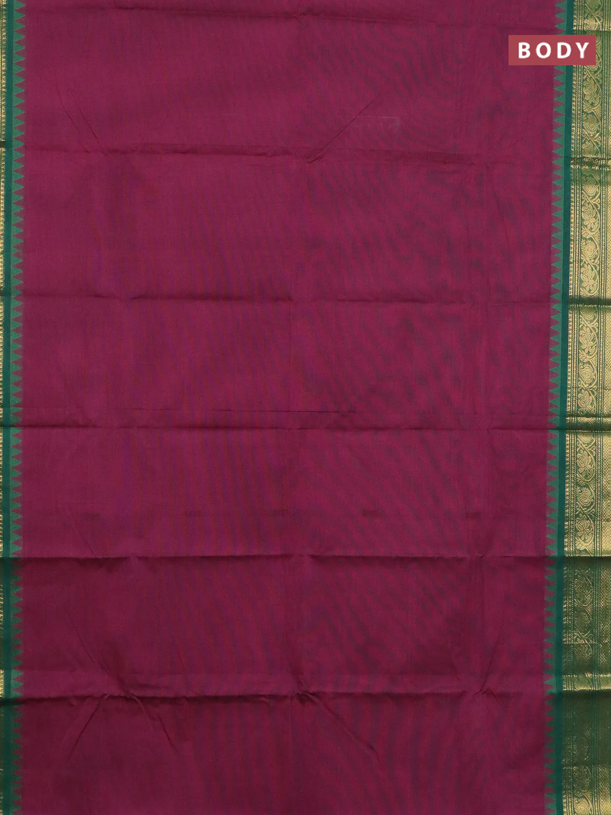 Chettinad cotton saree purple and green with thread woven buttas and zari woven border - Image 2