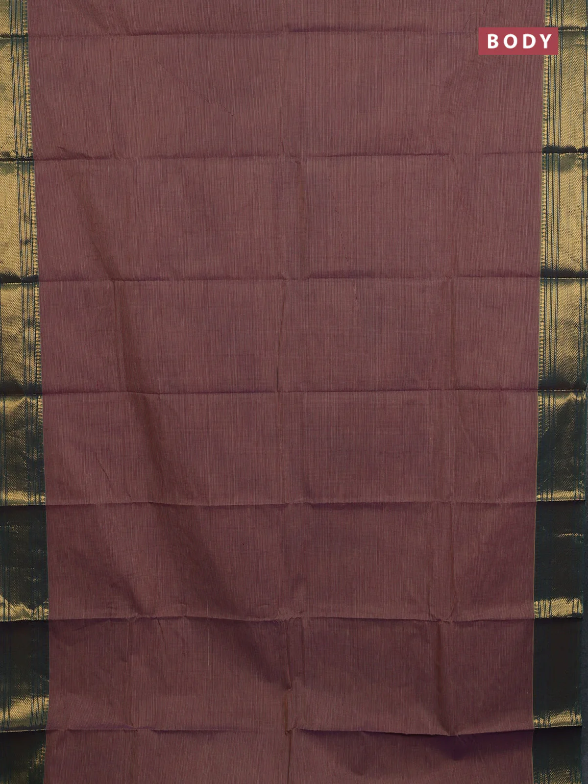 Chettinad cotton saree purple shade and green with allover small checked pattern and zari woven border - Image 2