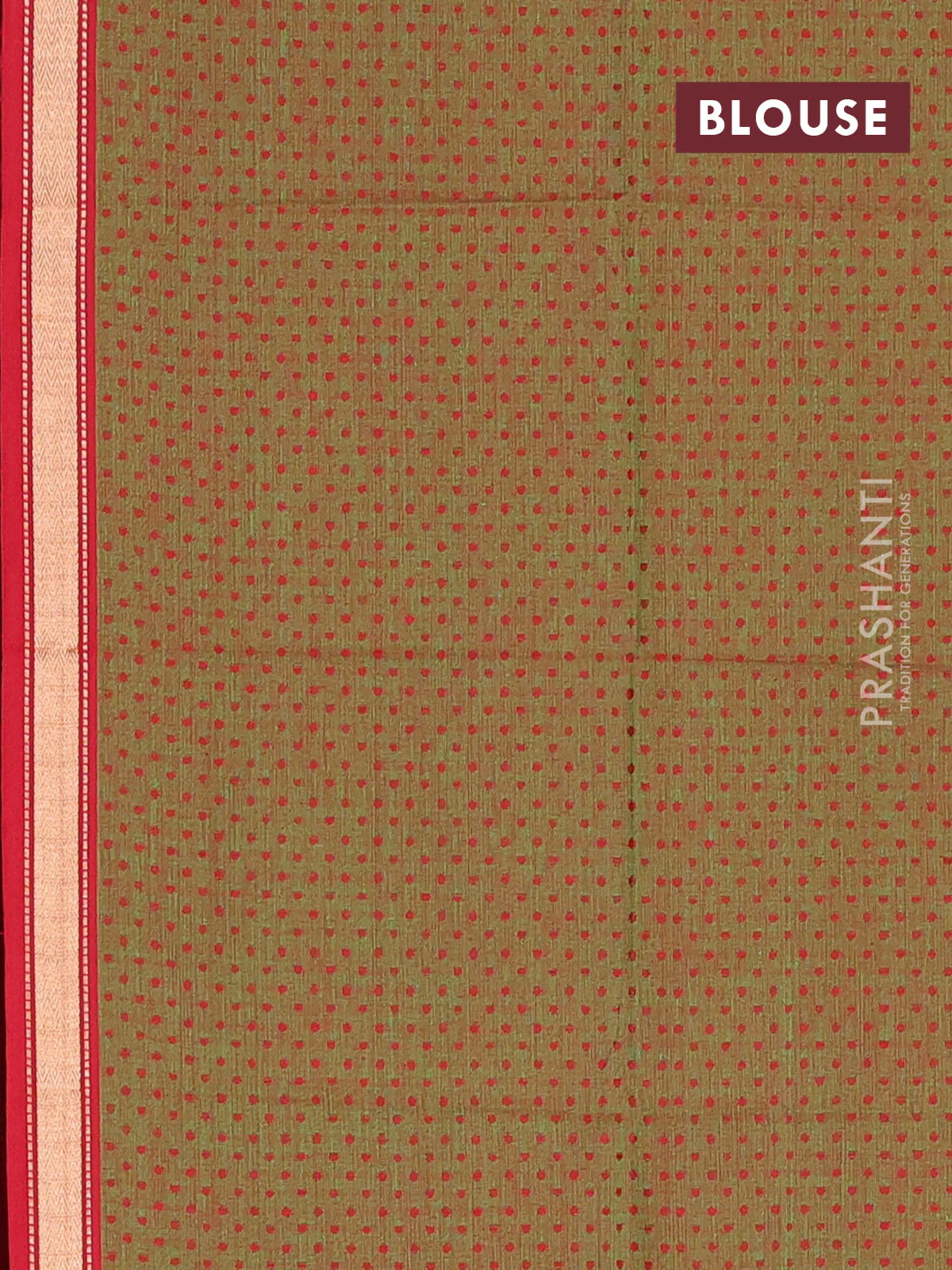Chettinad cotton saree red and green with zari stripes pattern and zari woven border - Image 4