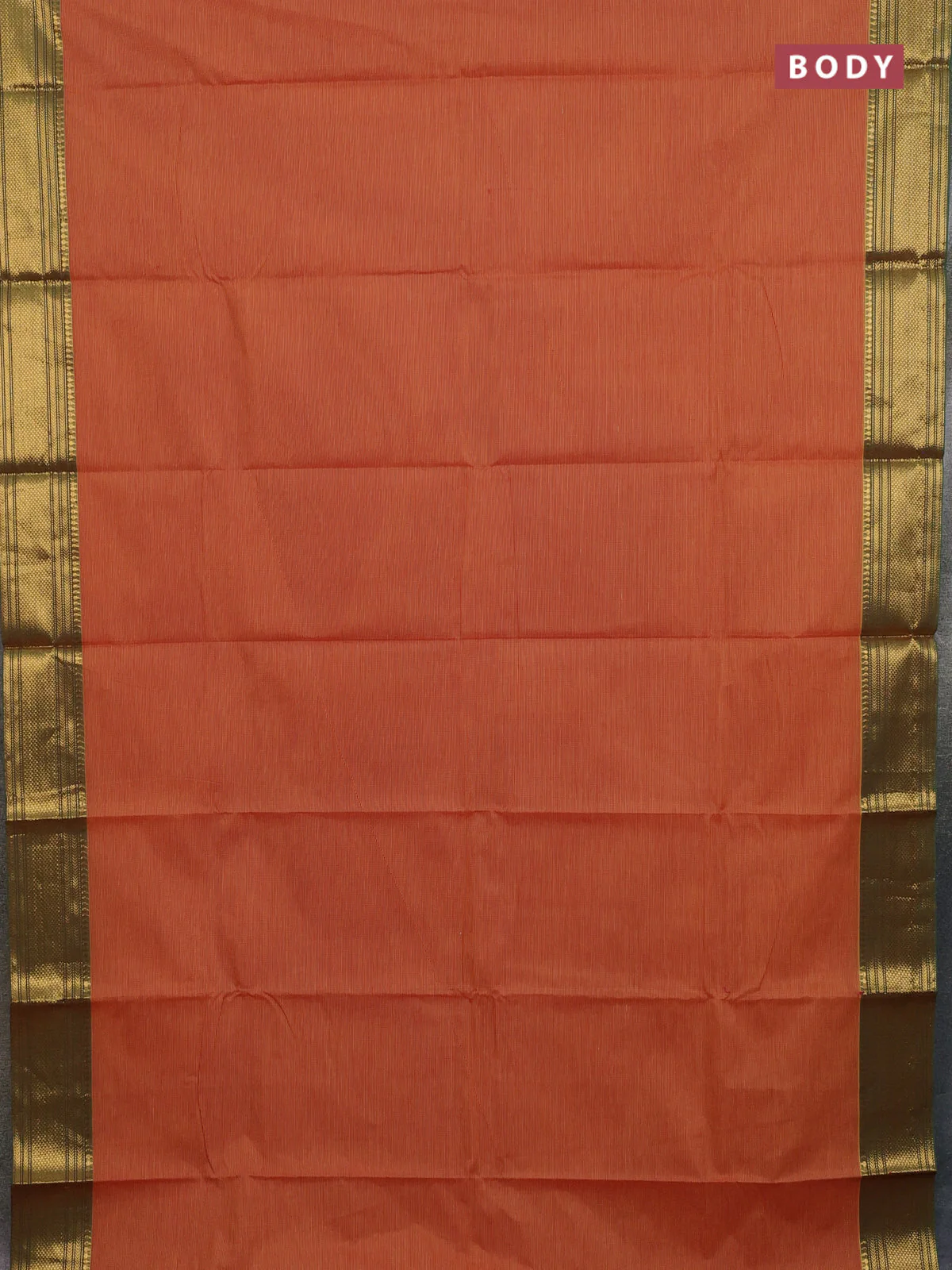 Chettinad cotton saree rust shade and green with allover small checked pattern and zari woven border - Image 2