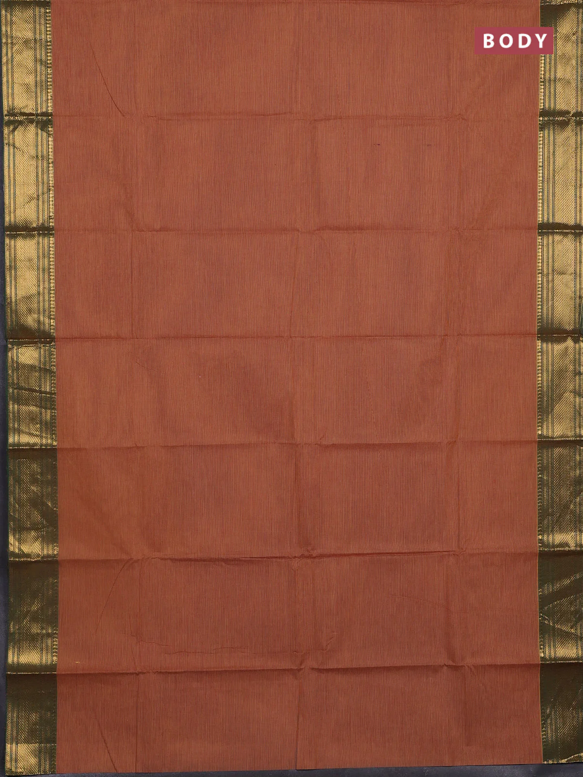 Chettinad cotton saree rust shade and light green with alllover small checked pattern and zari woven border - Image 2
