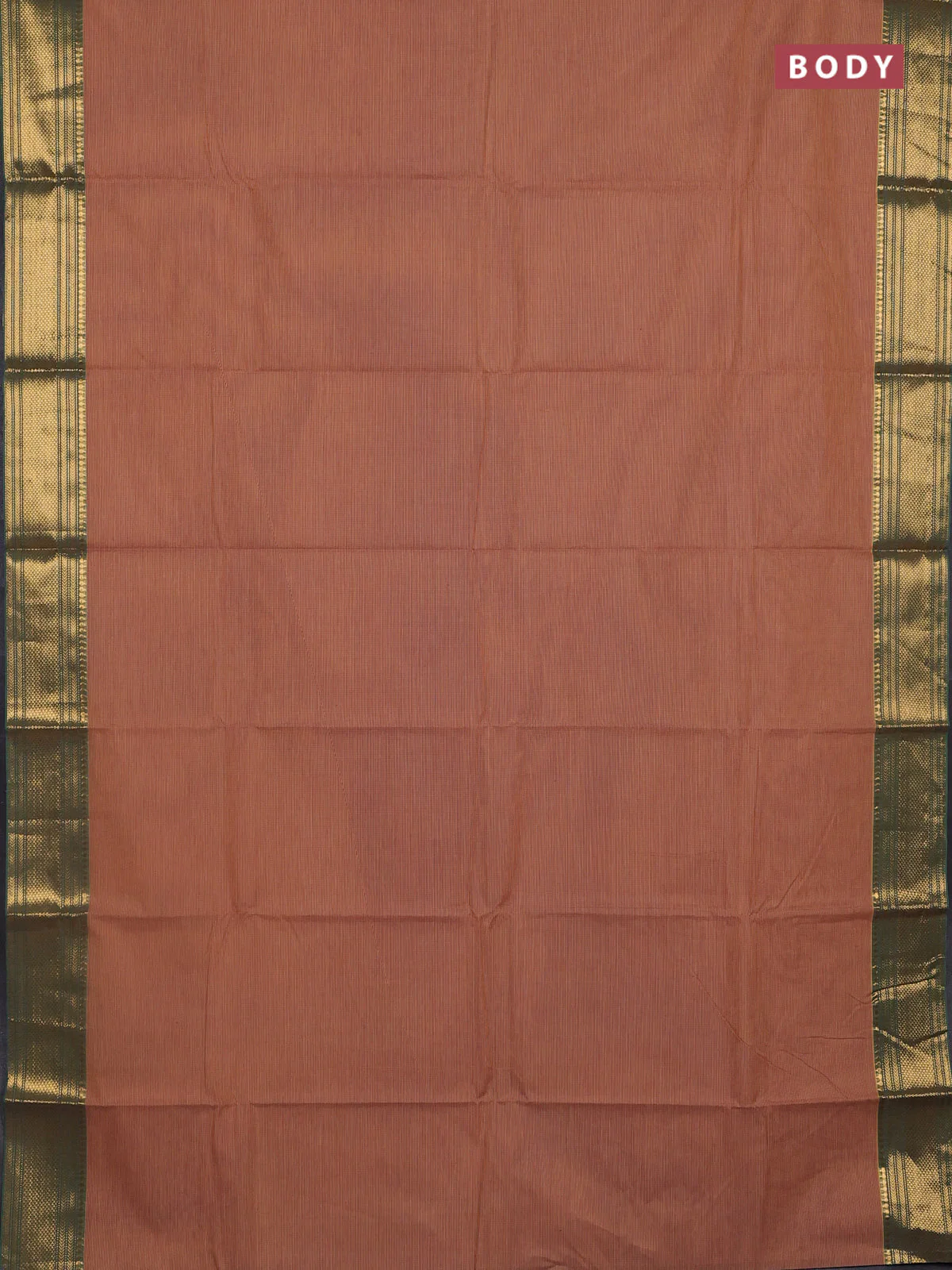 Chettinad cotton saree rust shade and teal green with allover small checked pattern and zari woven border - Image 2