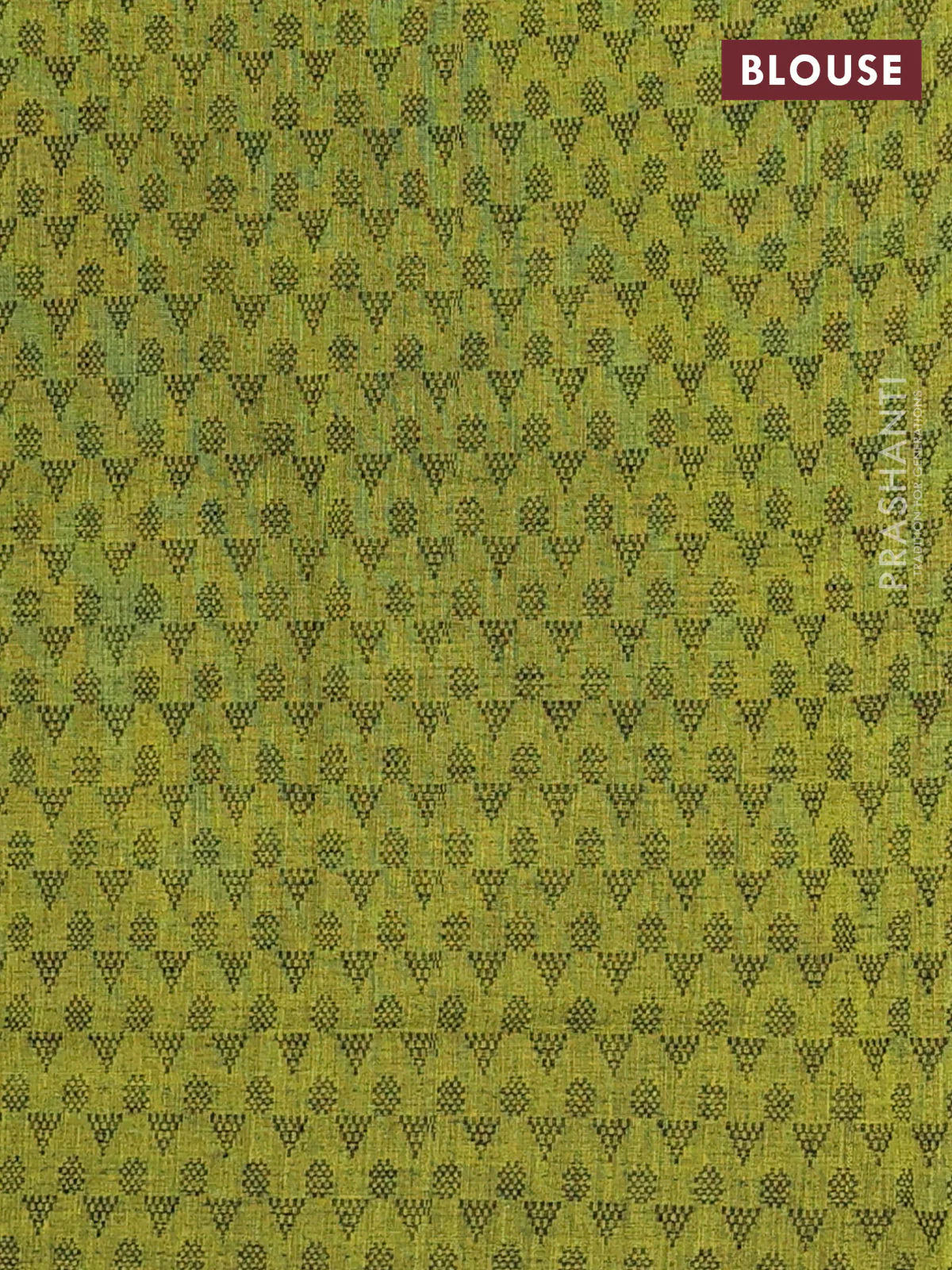 Chettinad cotton saree sandal and lime green with allover small checked pattern and zari woven border - Image 4