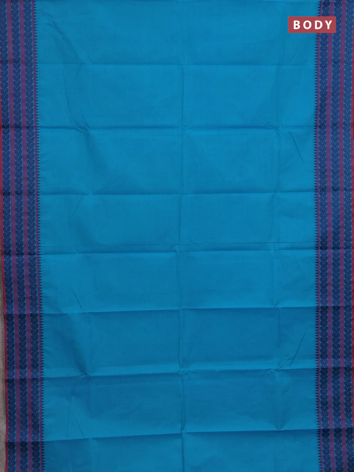 Chettinad cotton saree teal blue and pink with plain body and thread woven border - Image 2