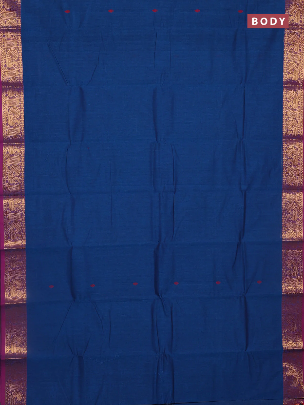 Chettinad cotton saree teal blue and purple with thread woven buttas and annam zari woven border - Image 2